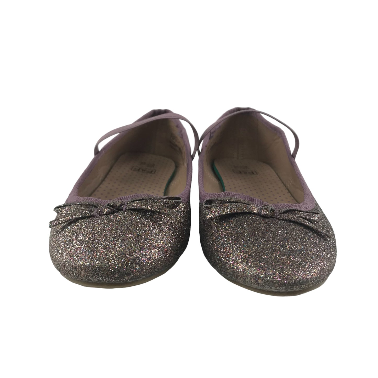 F&F Ballerinas Shoe Size 3 Pink Glittery with Elasticated Bar