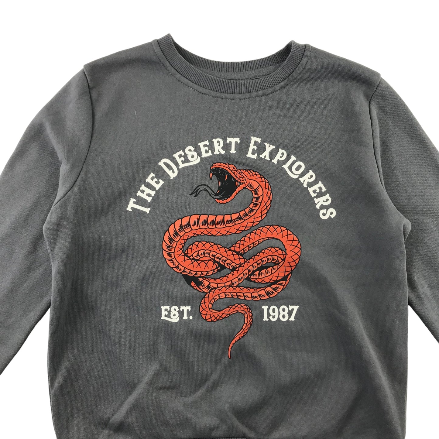 Primark sweater 7-8 years grey snake graphic print