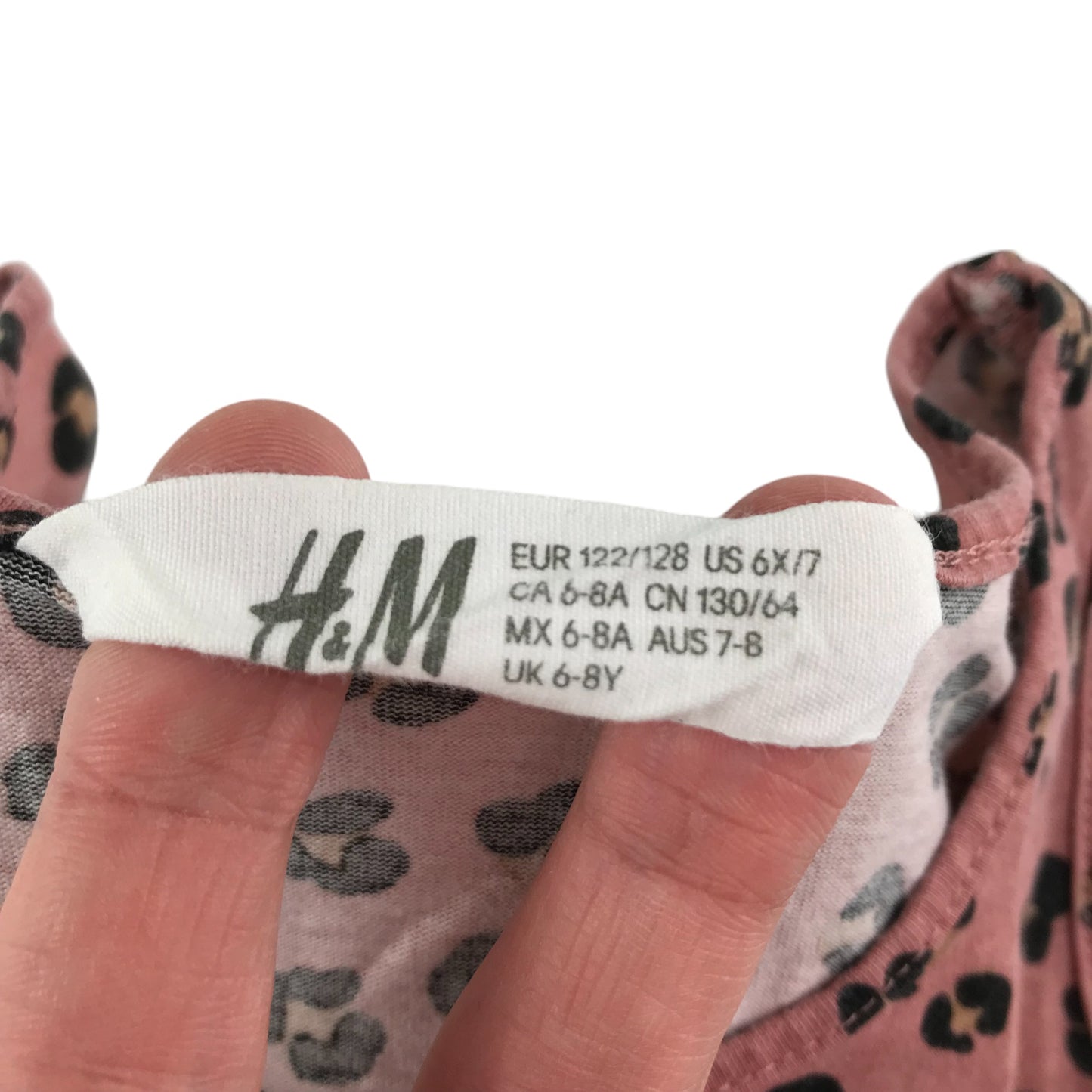 H&M Dress Age 6-8 Light Terracotta Leopard Print Cotton