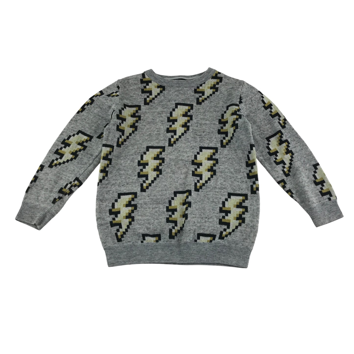 Next Jumper 5-6 years grey with lighting strike graphic design