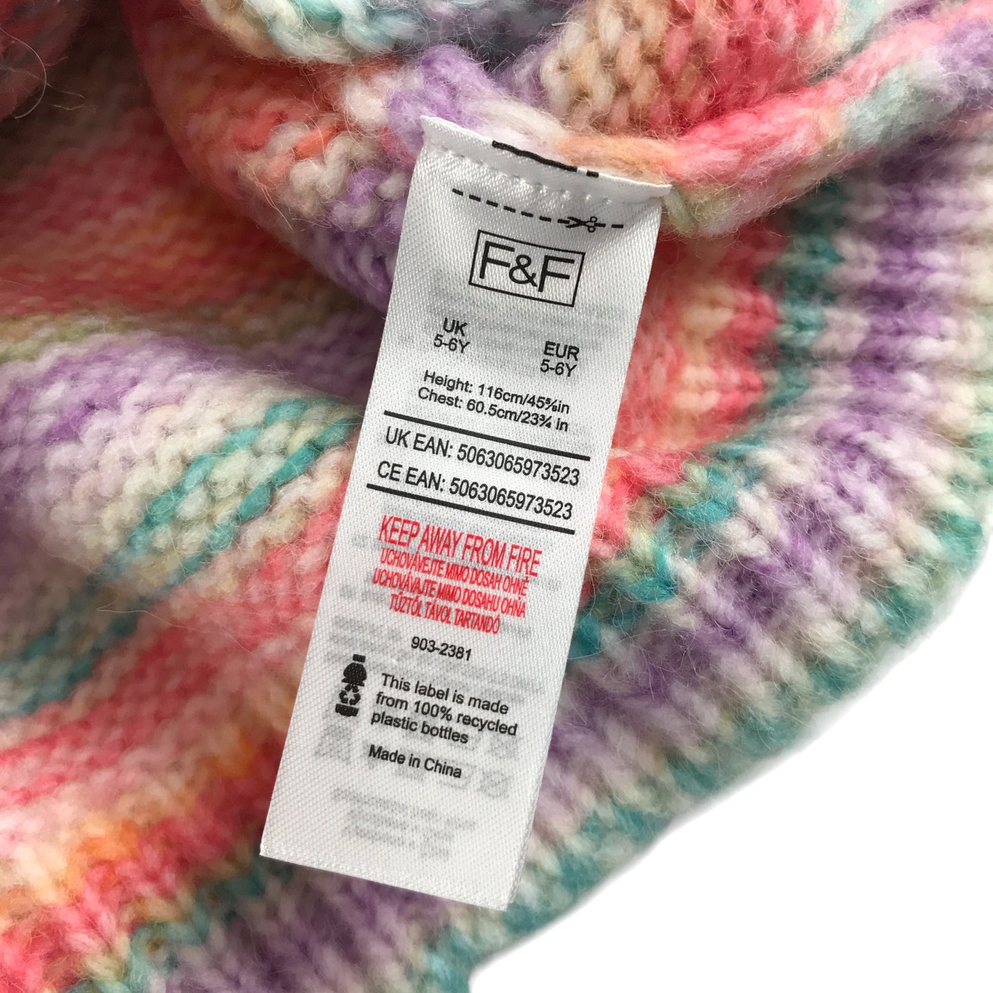 F&F Jumper 5-6 years multicoloured stripy design knitwear