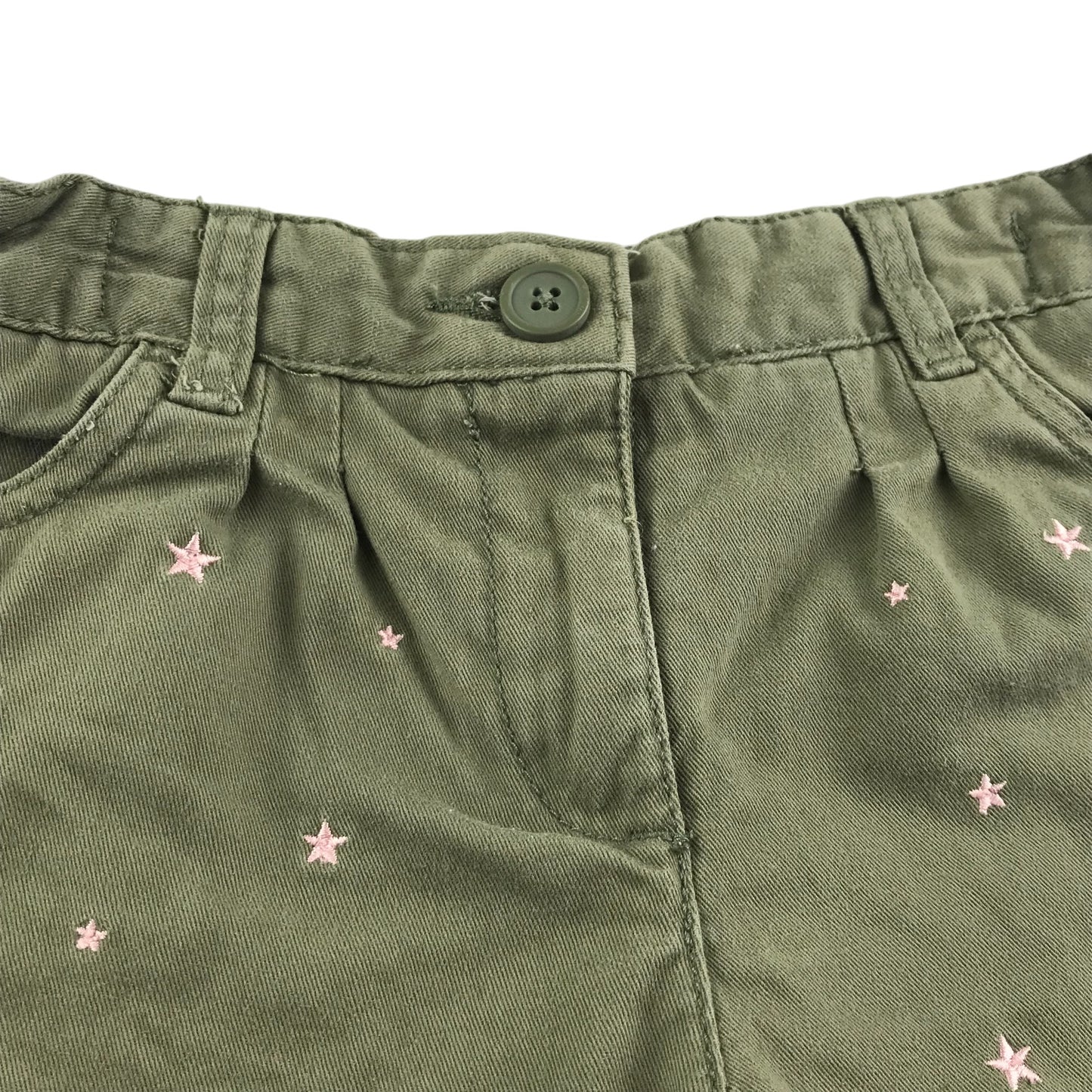 F&F shorts 5-6 years khaki green star embroidery cotton