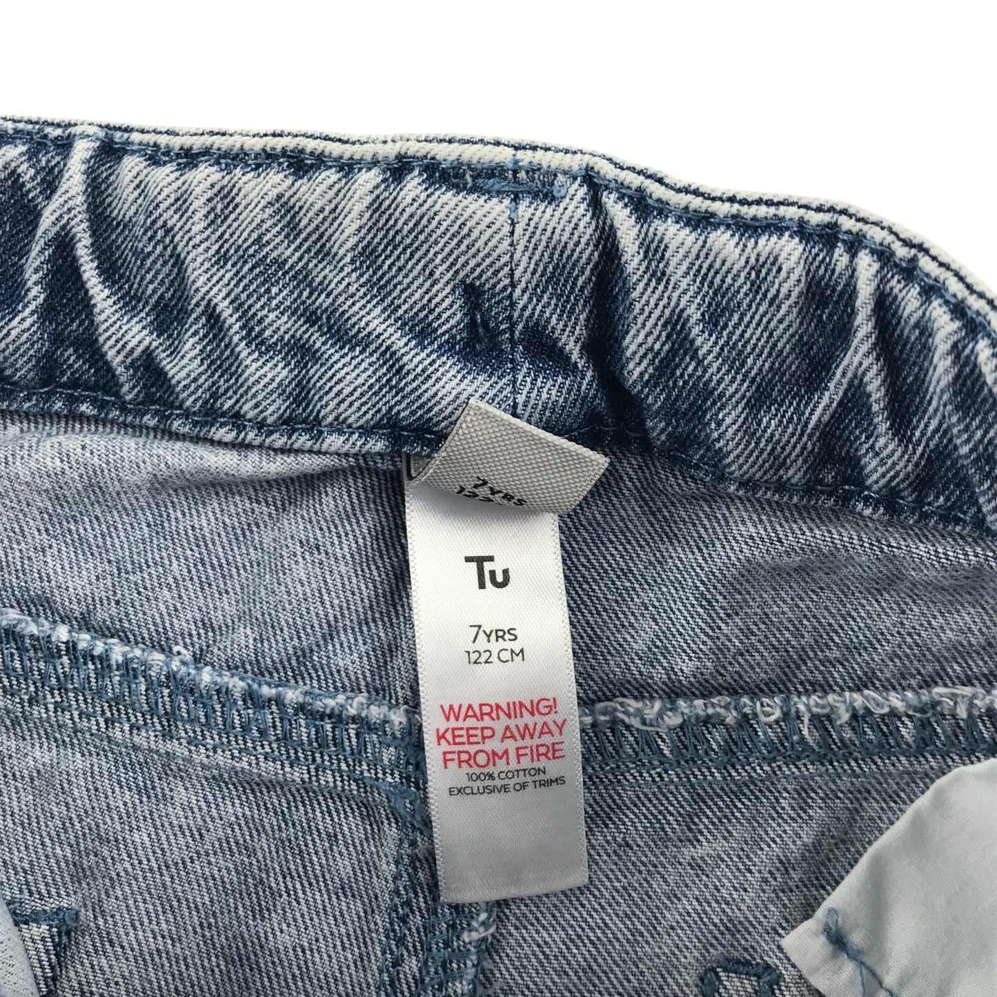 Tu shorts 6-7 years blue denim embroidery icons
