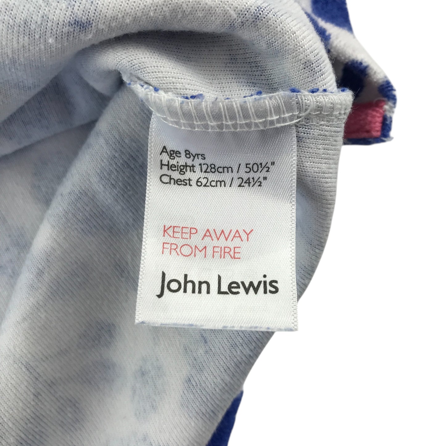 John Lewis towel hoodie 7-8 years blue floral terry cloth design print