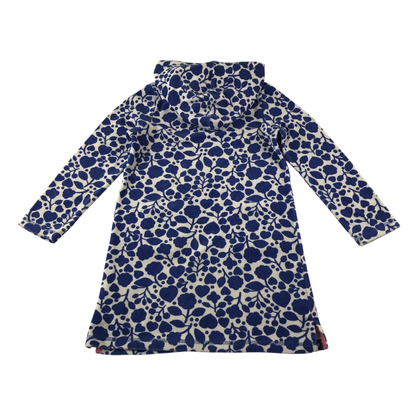 John Lewis towel hoodie 7-8 years blue floral terry cloth design print