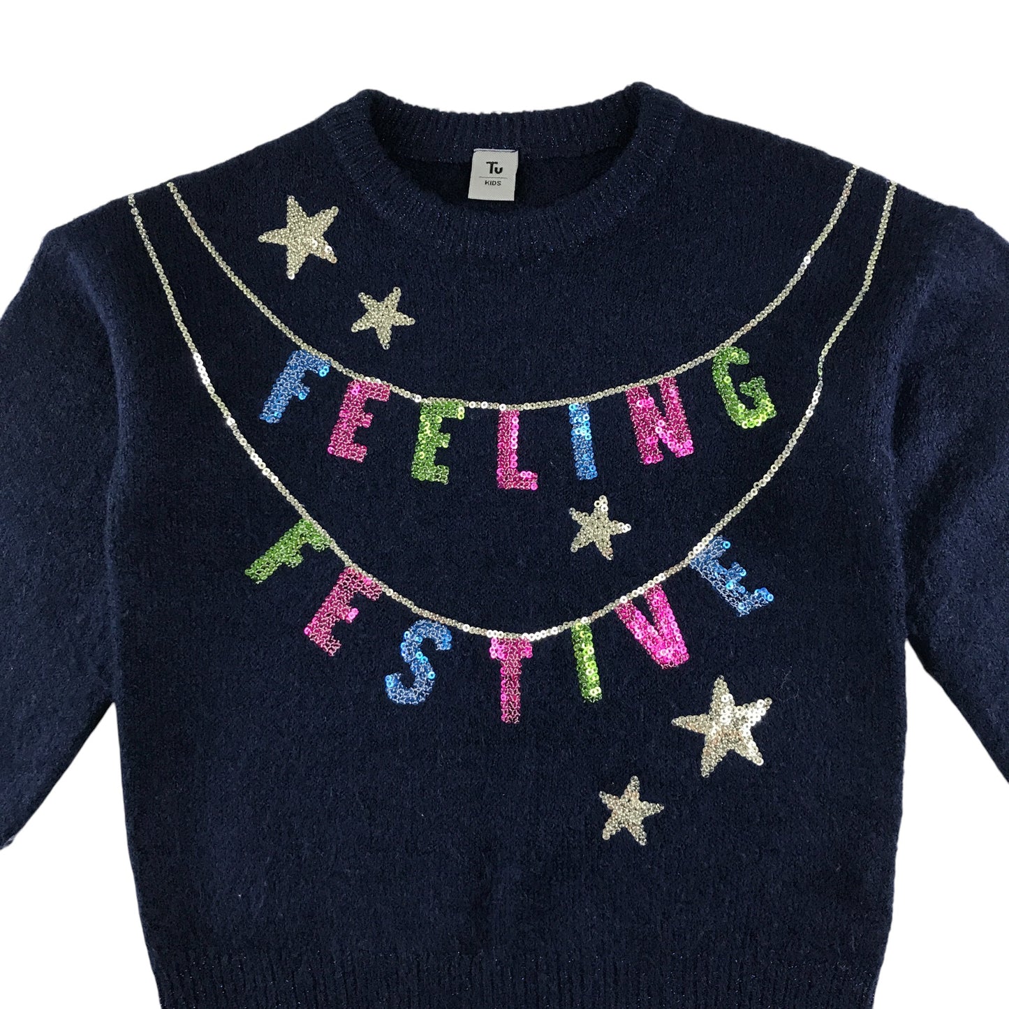 Tu Jumper 4 years navy sequin festive jumper