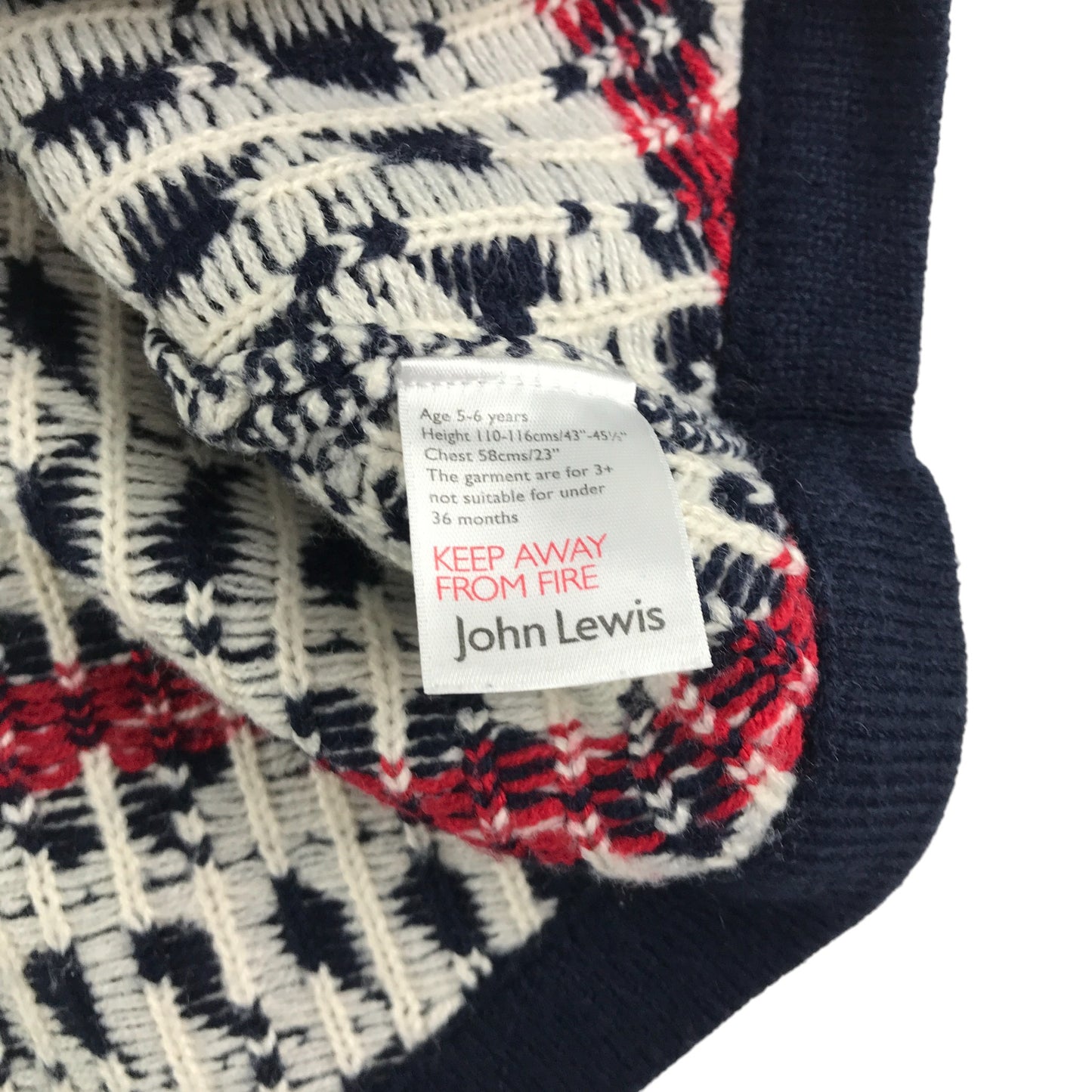 John Lewis Poncho Jumper 5-6 years navy with white winter snowflake pattern