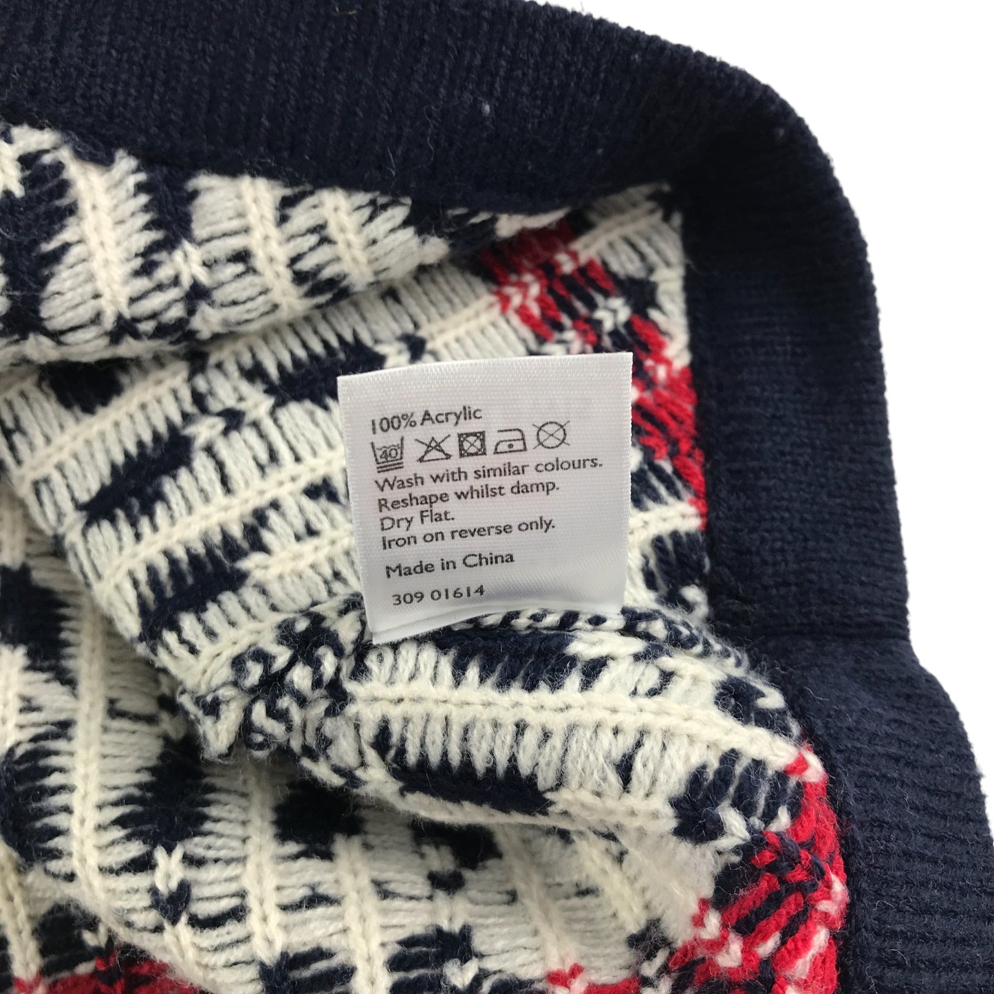 John Lewis Poncho Jumper 5-6 years navy with white winter snowflake pattern