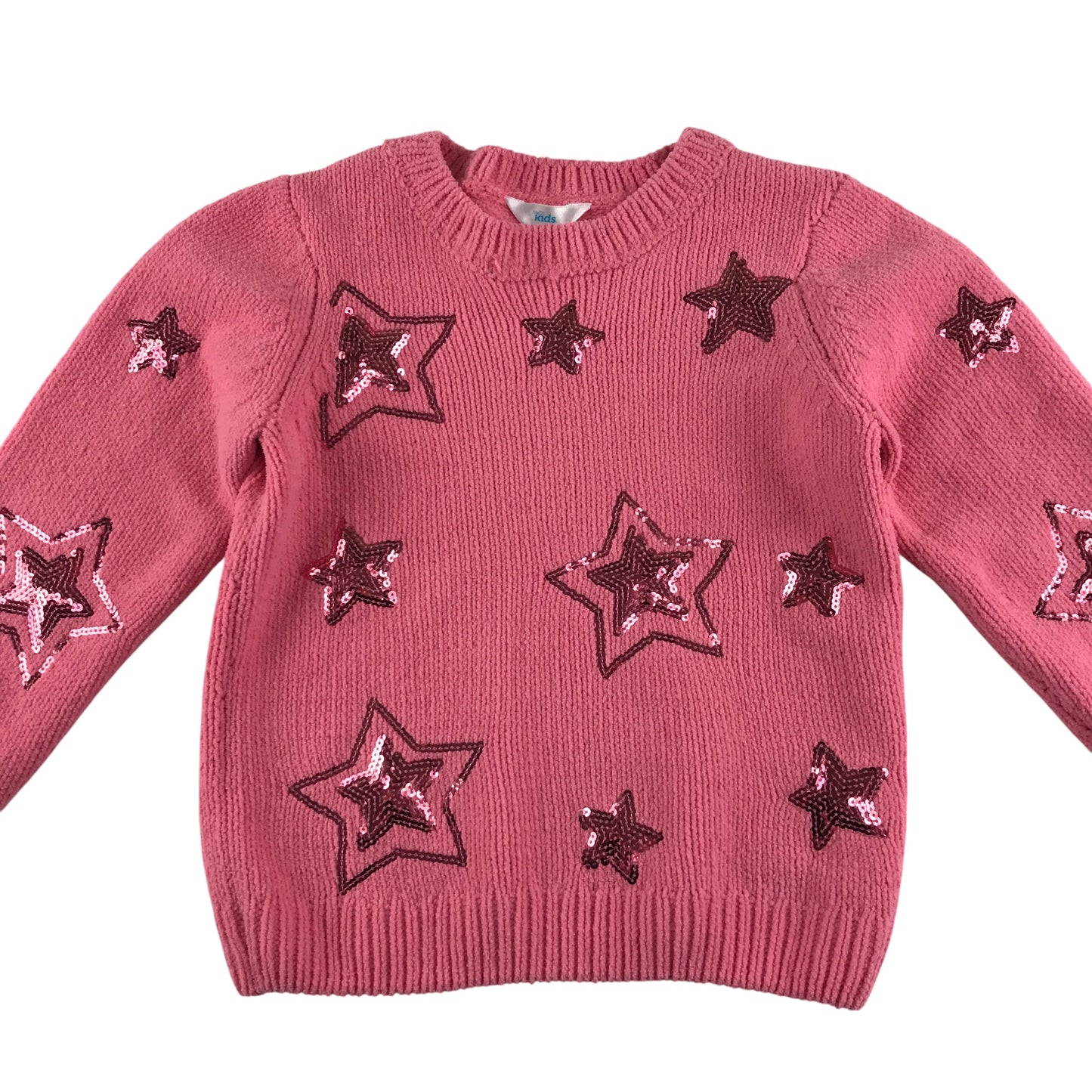 M&Co Jumper 5-6 years pink sequin star design knitwear