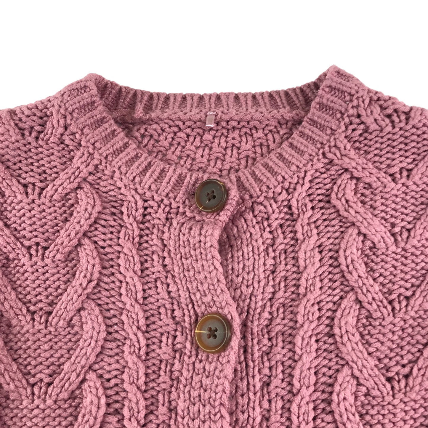 George Cardigan 5-6 years pink cable knitwear with round neckline