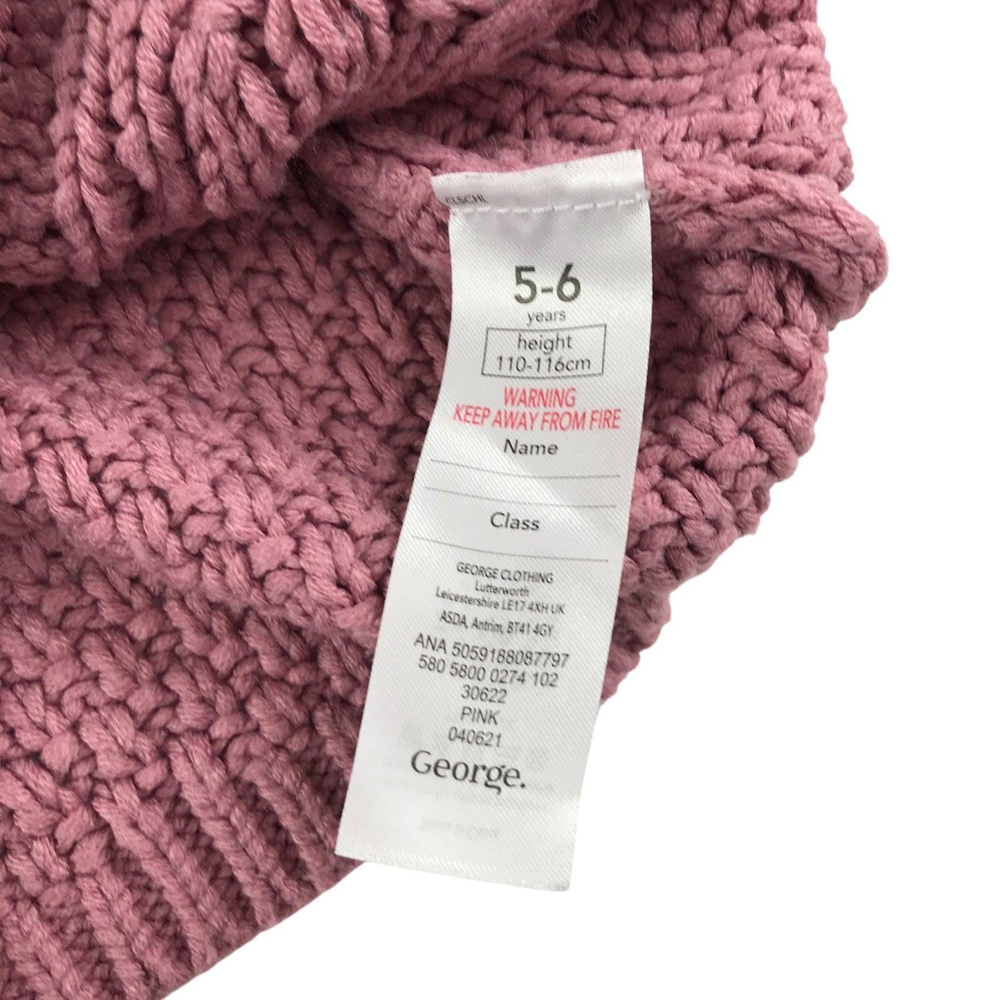 George Cardigan 5-6 years pink cable knitwear with round neckline