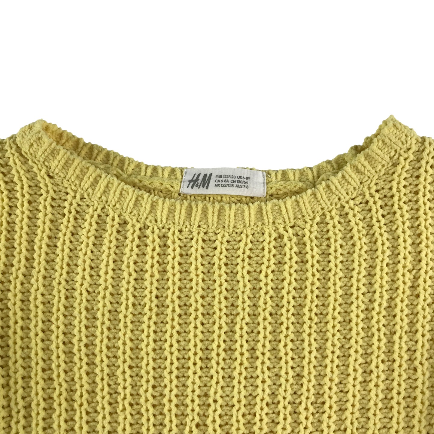 H&M Jumper 7-8 years yellow rib texture knitwear