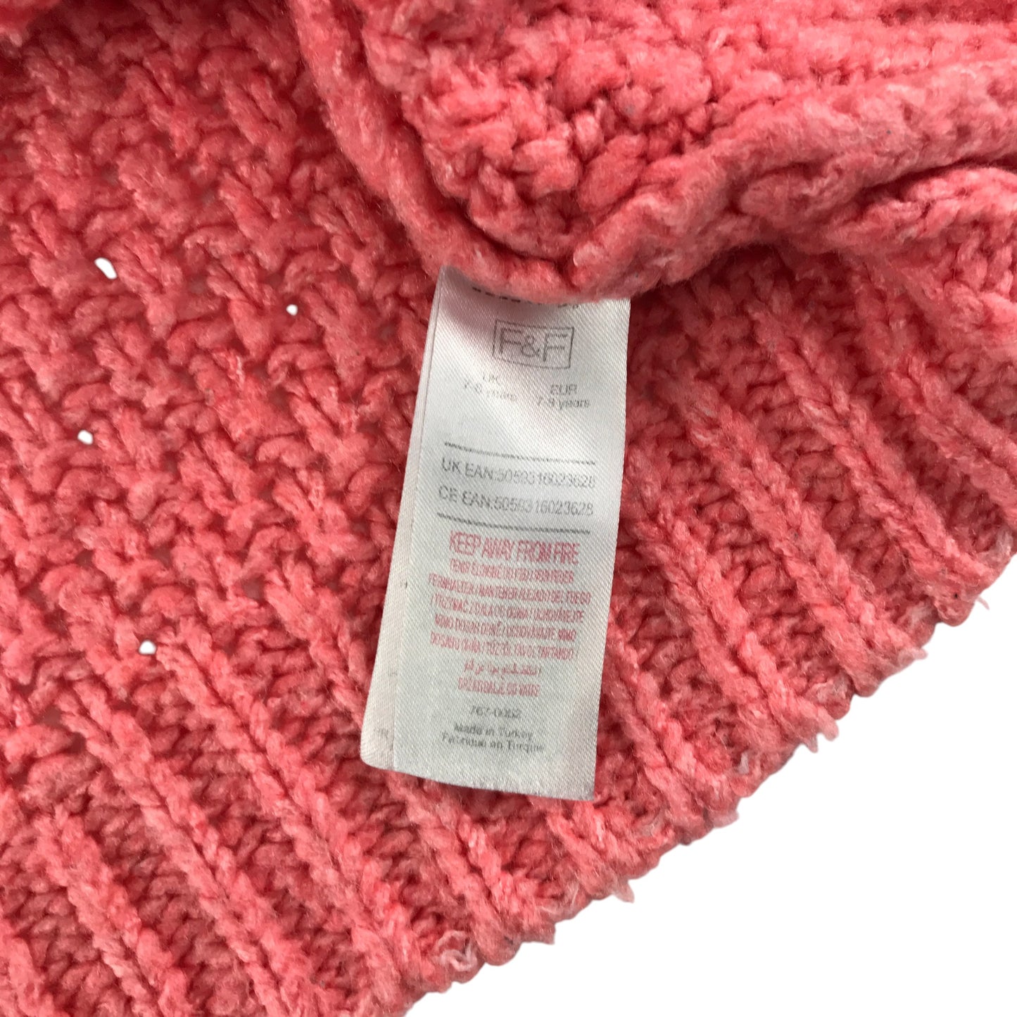 F&F Jumper 7-8 years pink knitwear bobble design
