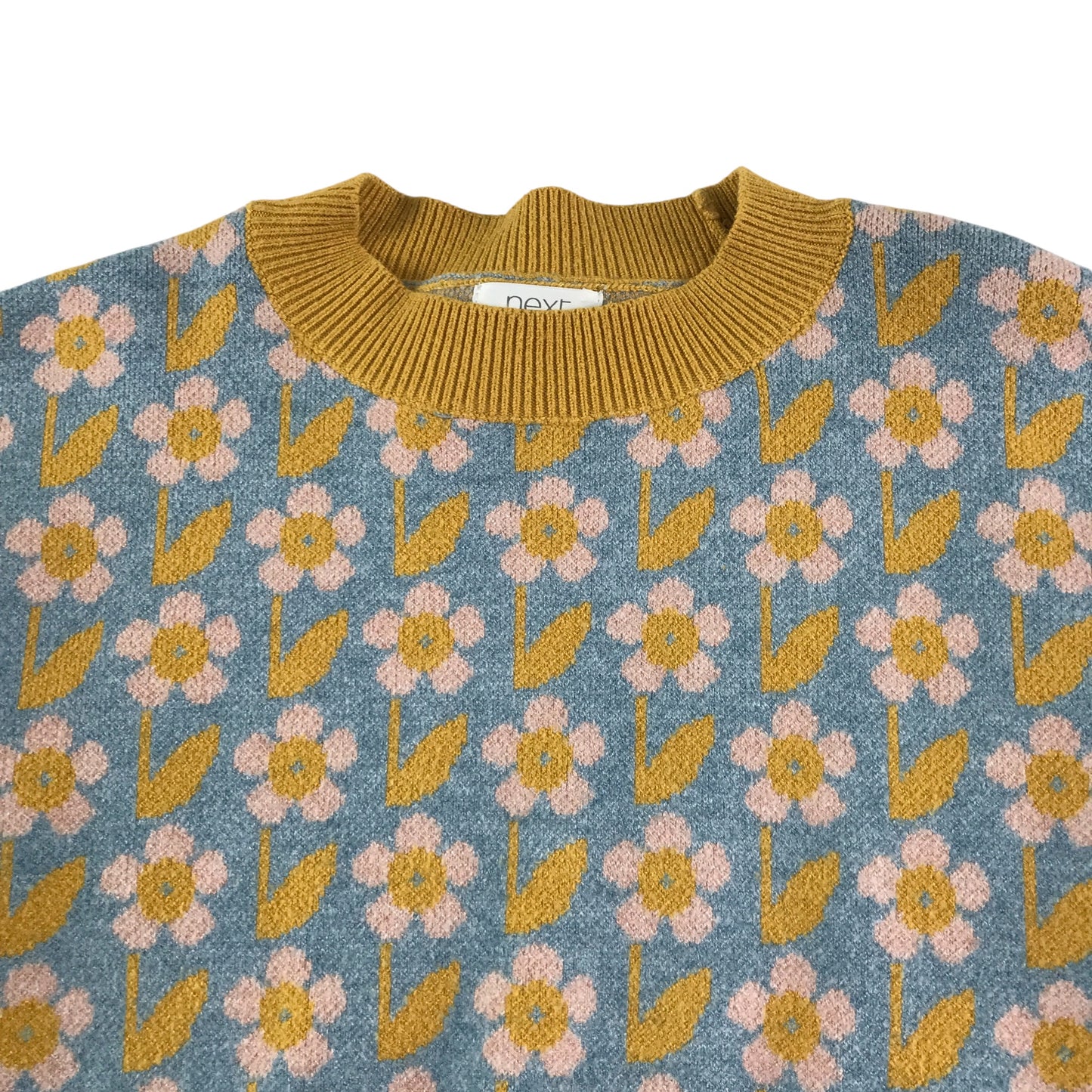 Next Jumper 8-9 years blue and yellow floral print knitwear