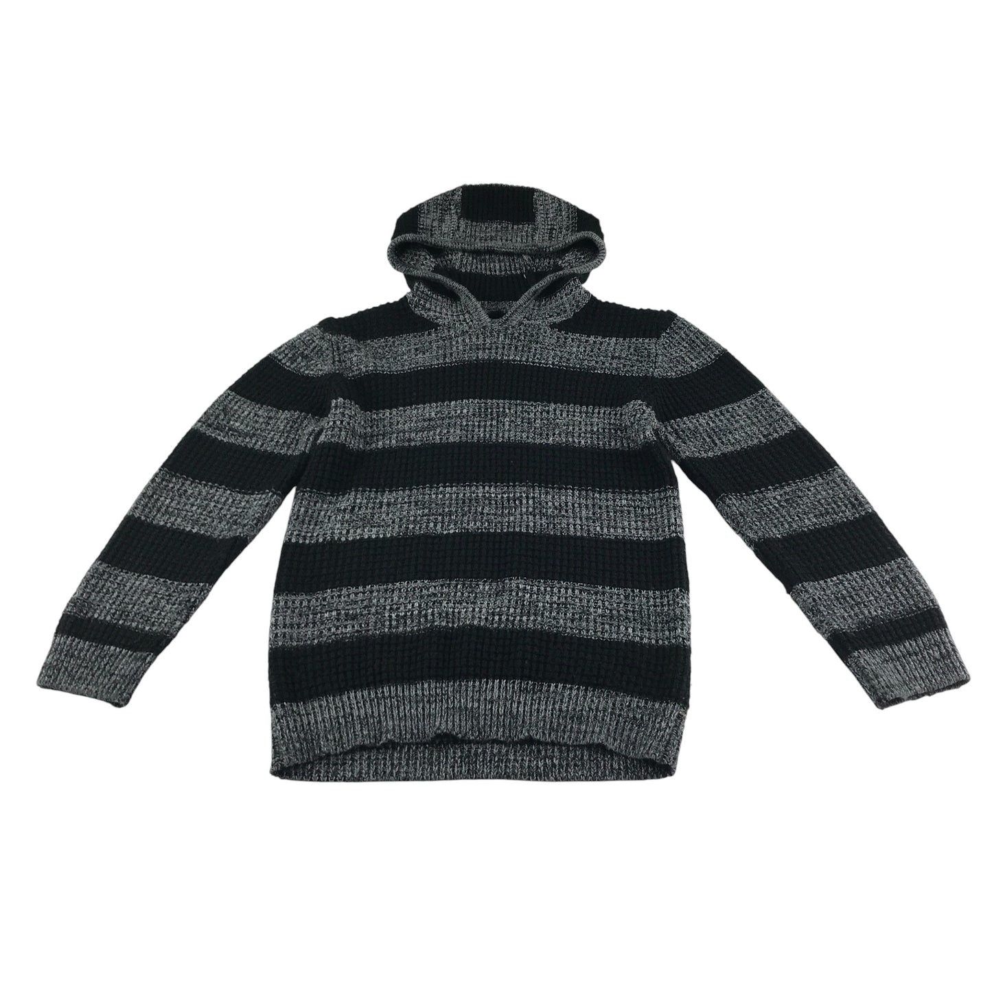 Tu Hoodie 10-11 Years grey and black two tone stripy knit