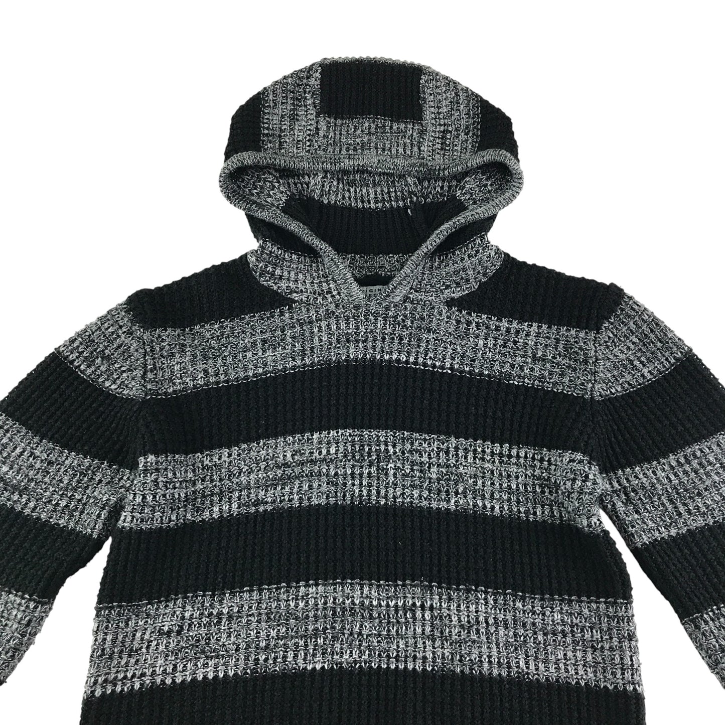 Tu Hoodie 10-11 Years grey and black two tone stripy knit