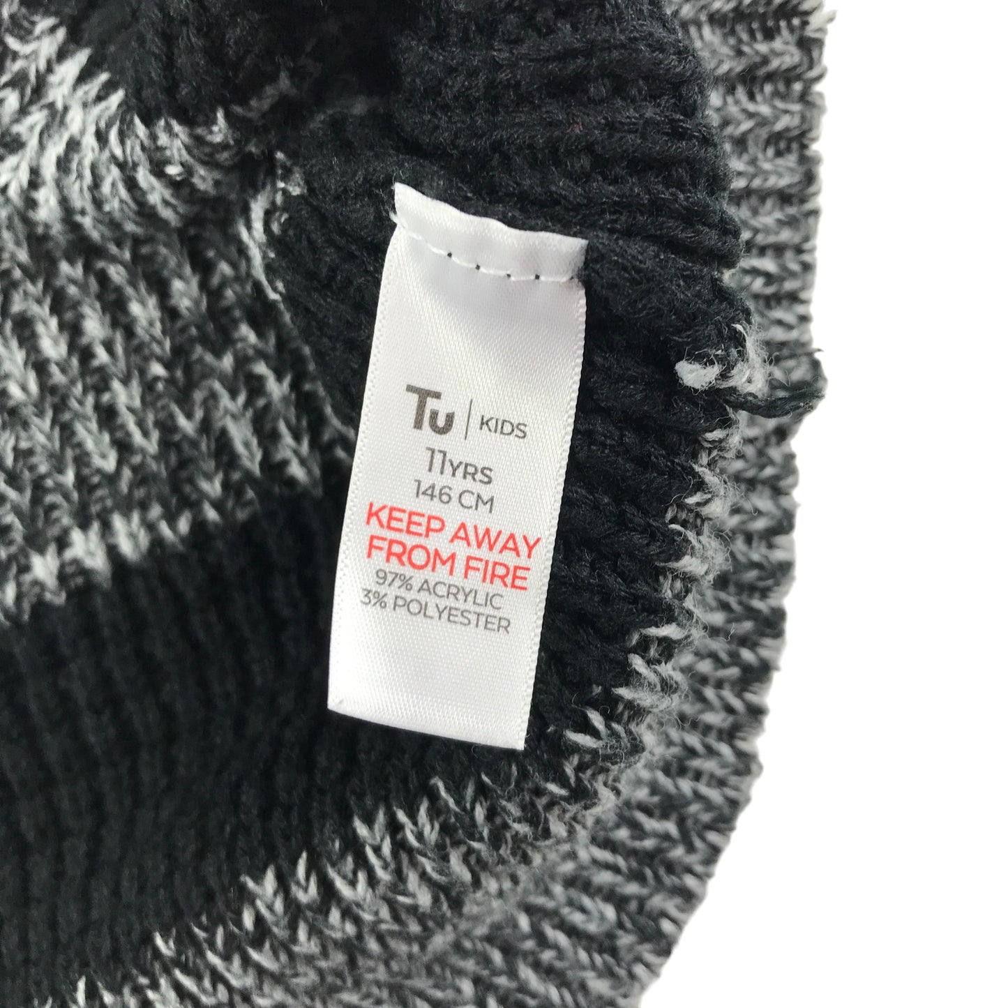 Tu Hoodie 10-11 Years grey and black two tone stripy knit
