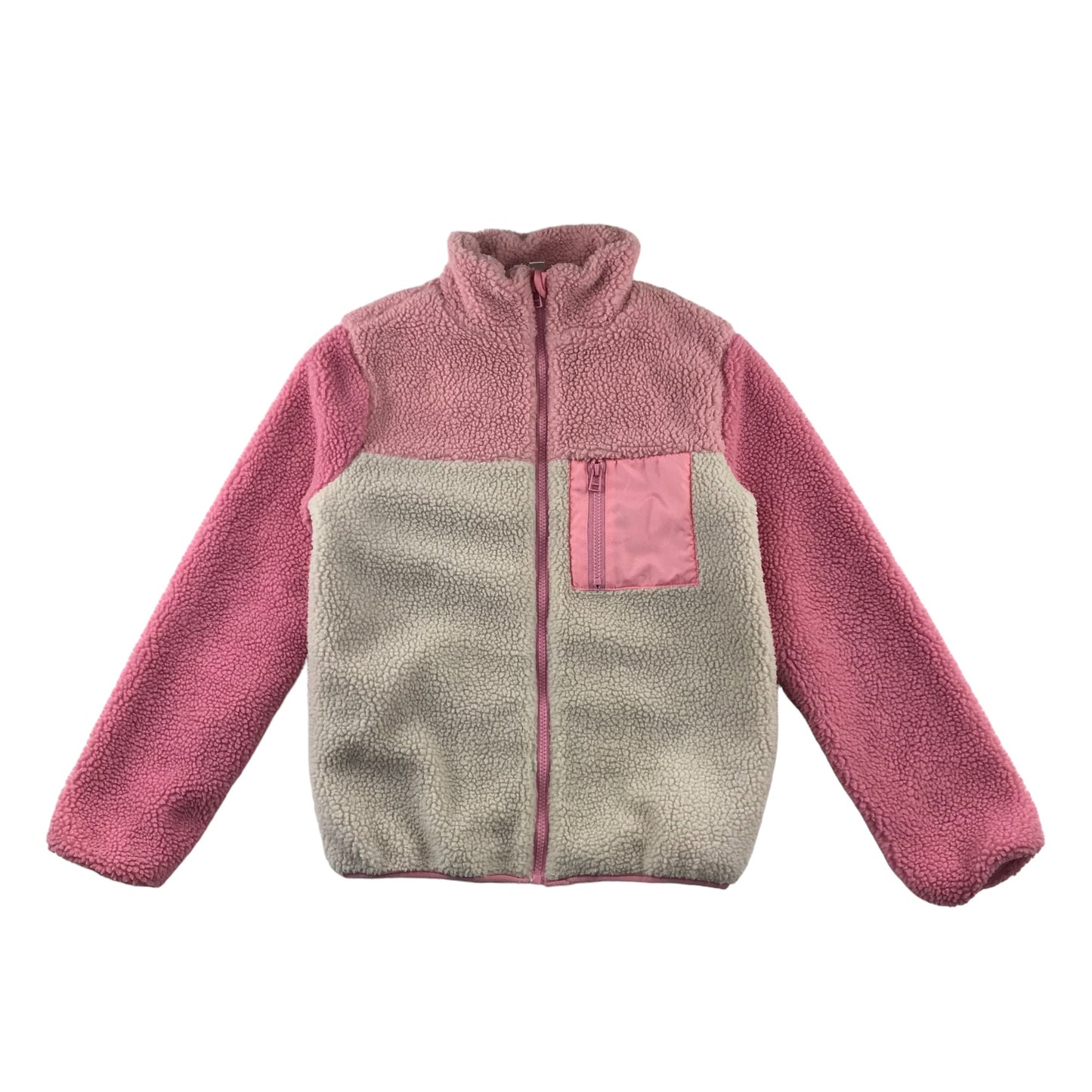 M&Co fleece 11-12 years pink and white long sleeve full zipper