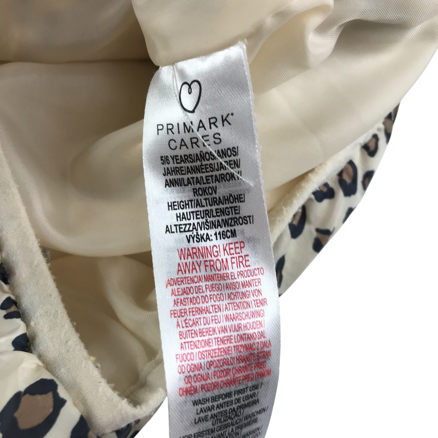 Primark jacket 5-6 years white animal print puffer