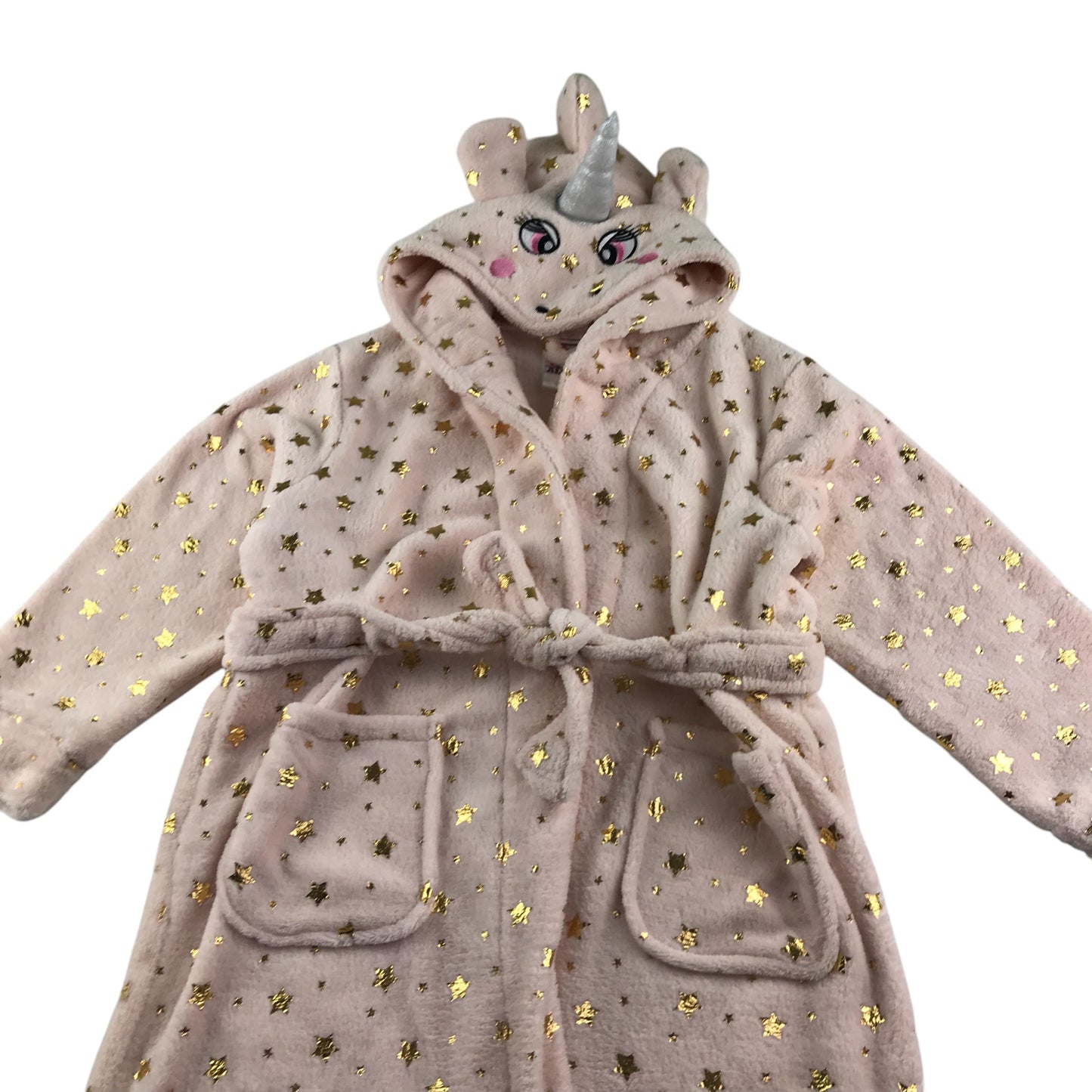 Unicorn dressing gown 5-6 years light pink with golden stars