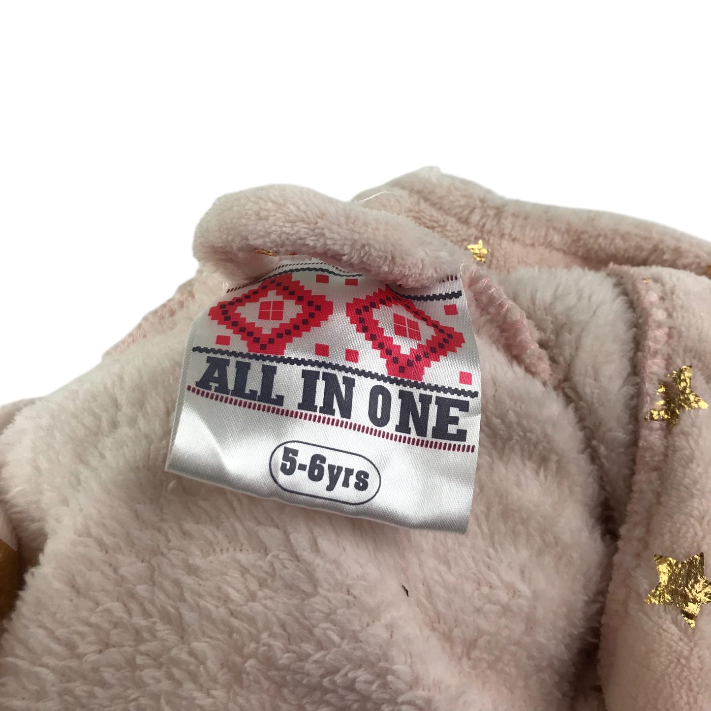 Unicorn dressing gown 5-6 years light pink with golden stars