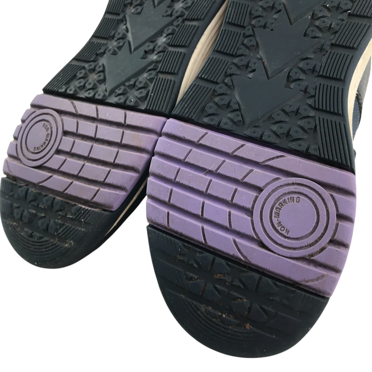 Clarks trainers shoe size 10.5 junior black and purple with laces and hook and loop strap