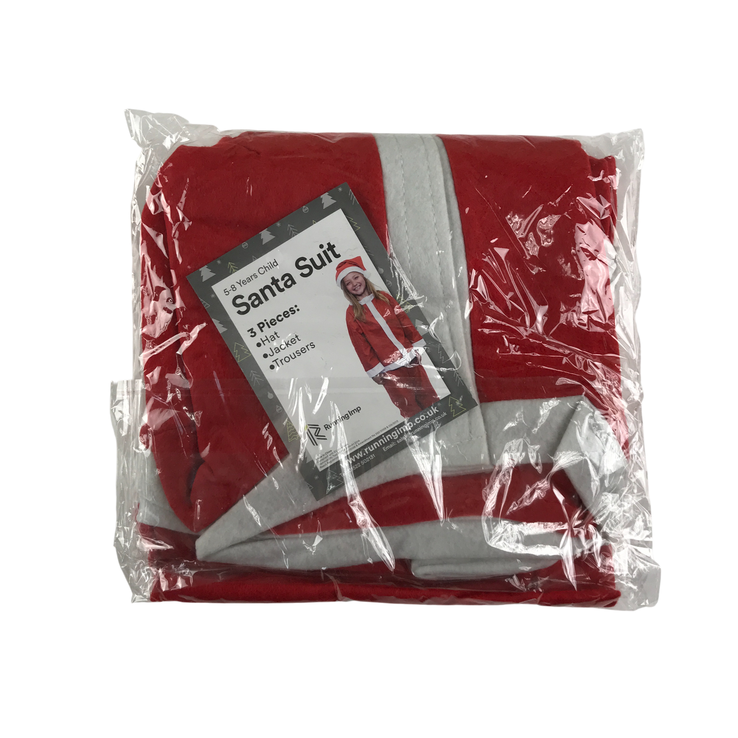 Running Imp Costume 5-8 years Red White Santa Claus Onesie