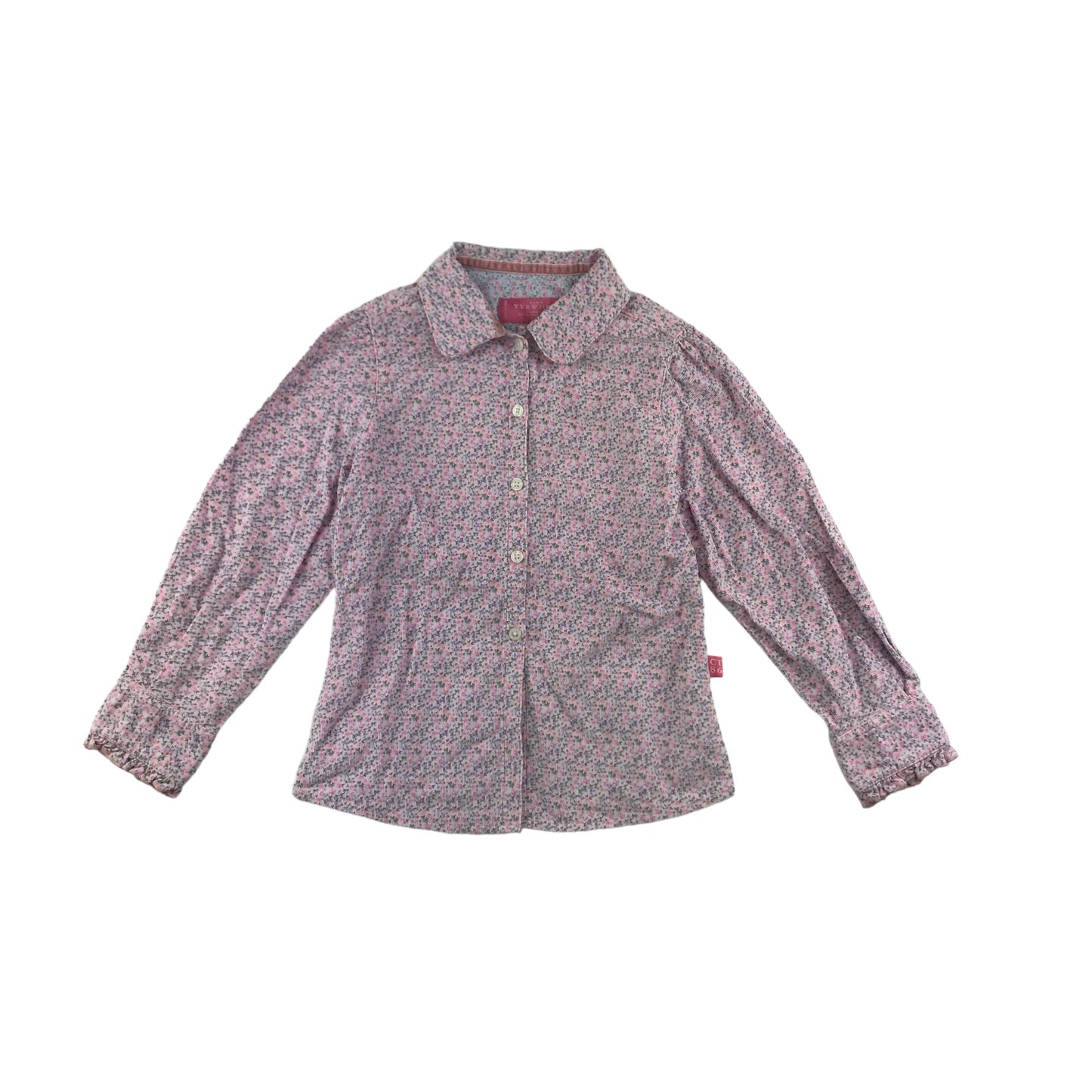 Tiny Tyrwhitt Blouse Age 5 Pink Floral Long Sleeve Corduroy Shirt Cotton