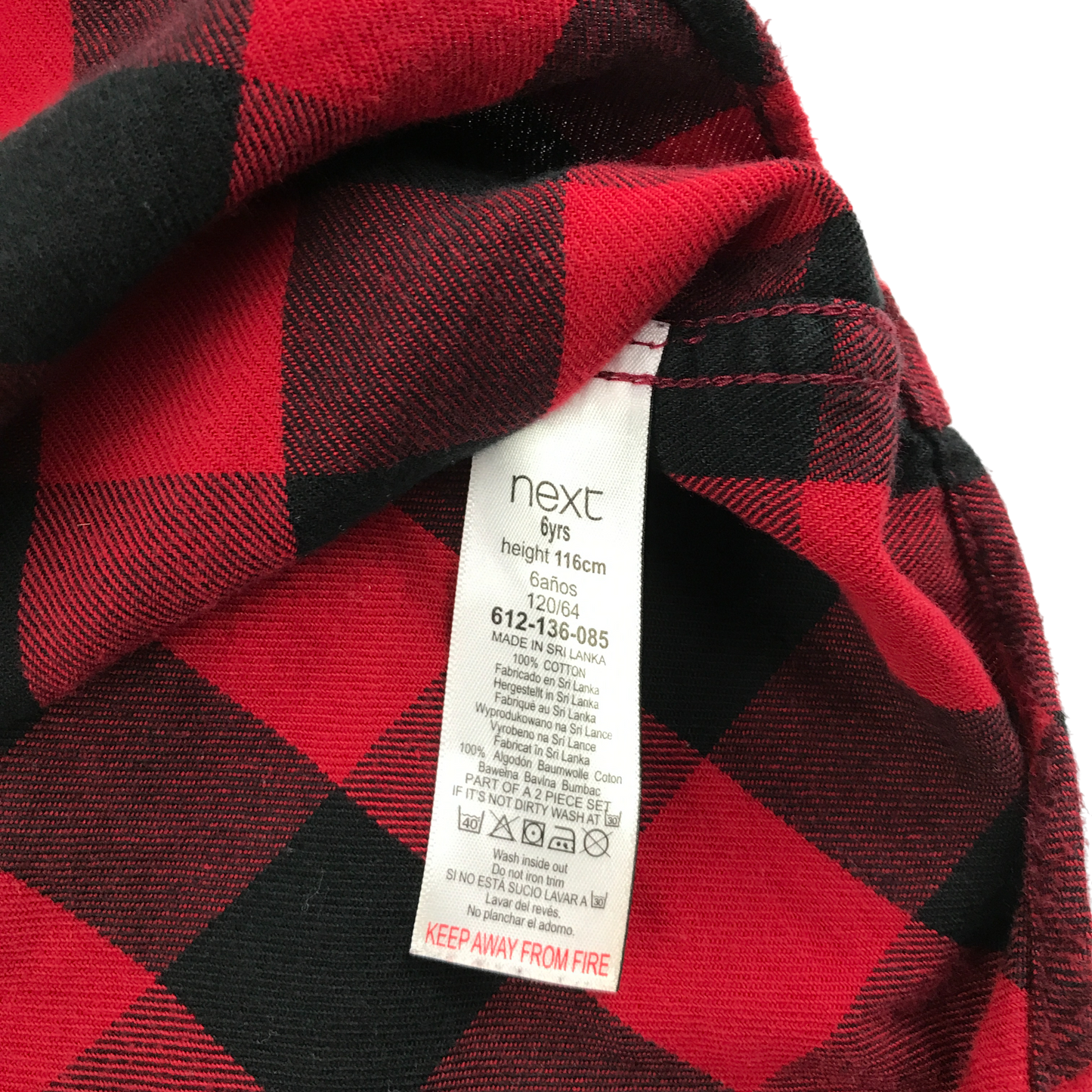 Next Shirt 5-6 Years Red Check Pattern Cotton