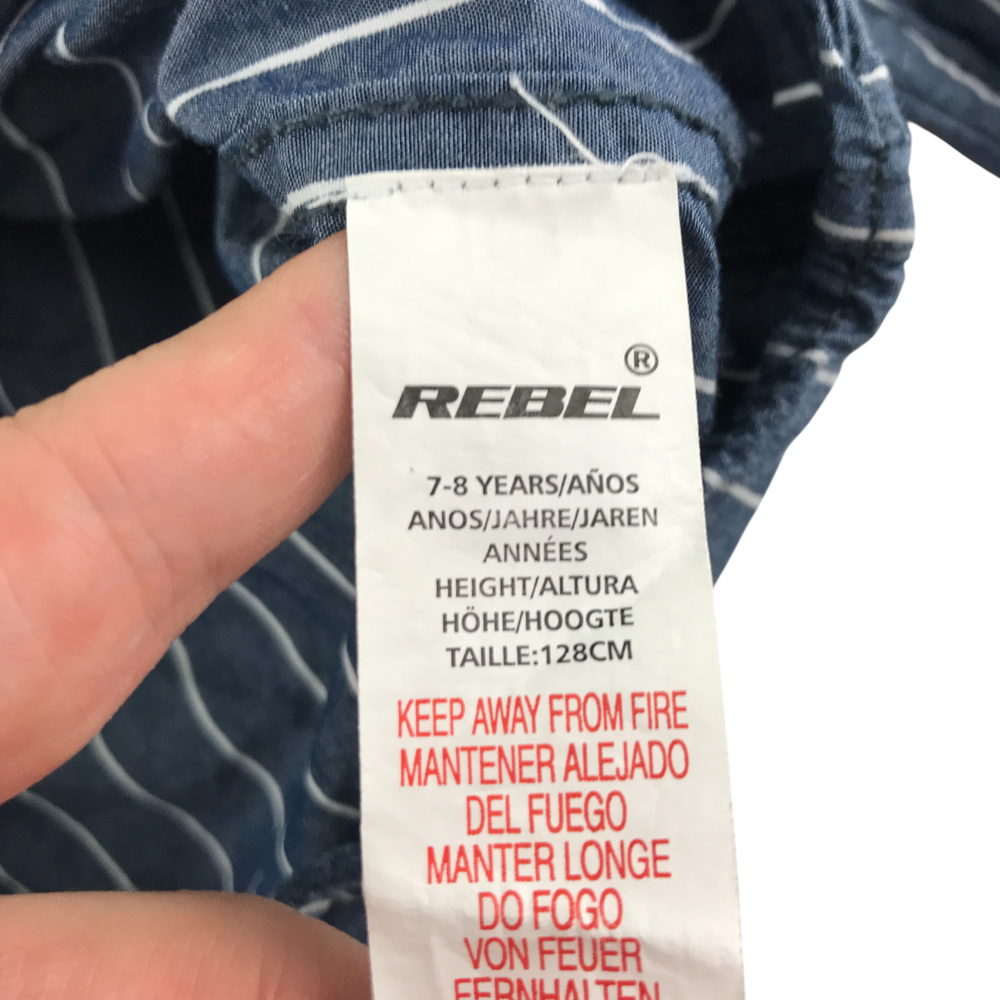 Rebel Shirt 7-8 Years Blue Stripe Pattern Cotton