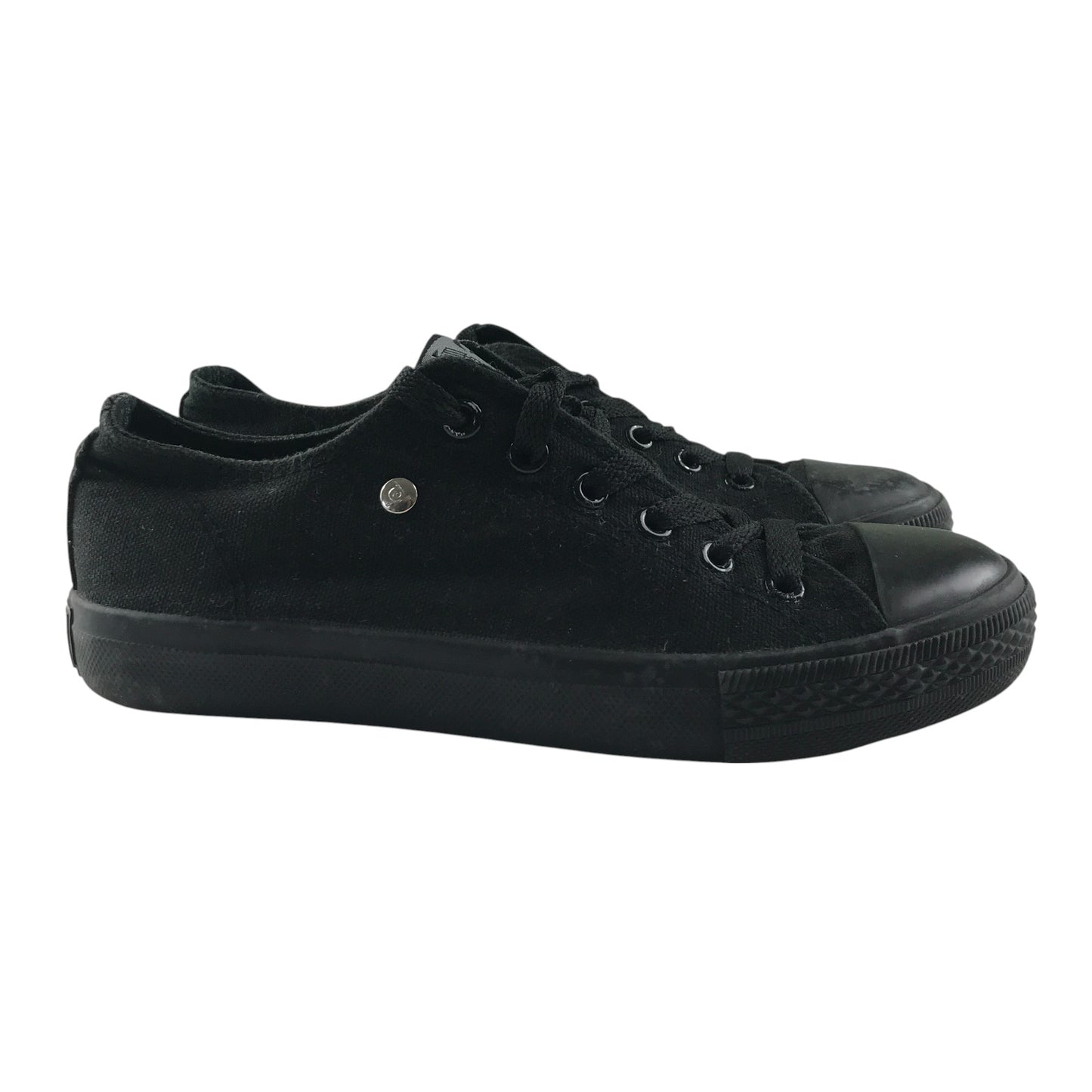 Dunlop trainers shoe size 3 black plimsol style flat canvas sneaker