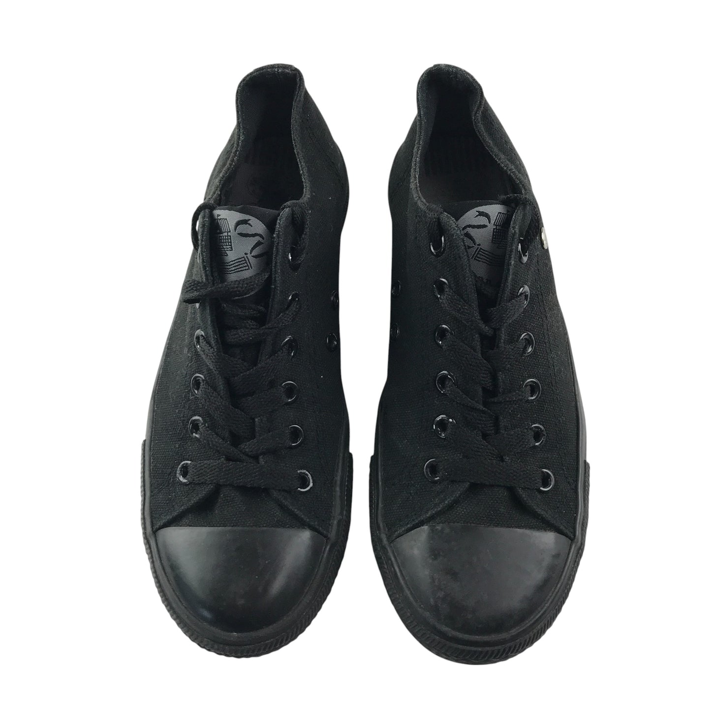 Dunlop trainers shoe size 3 black plimsol style flat canvas sneaker