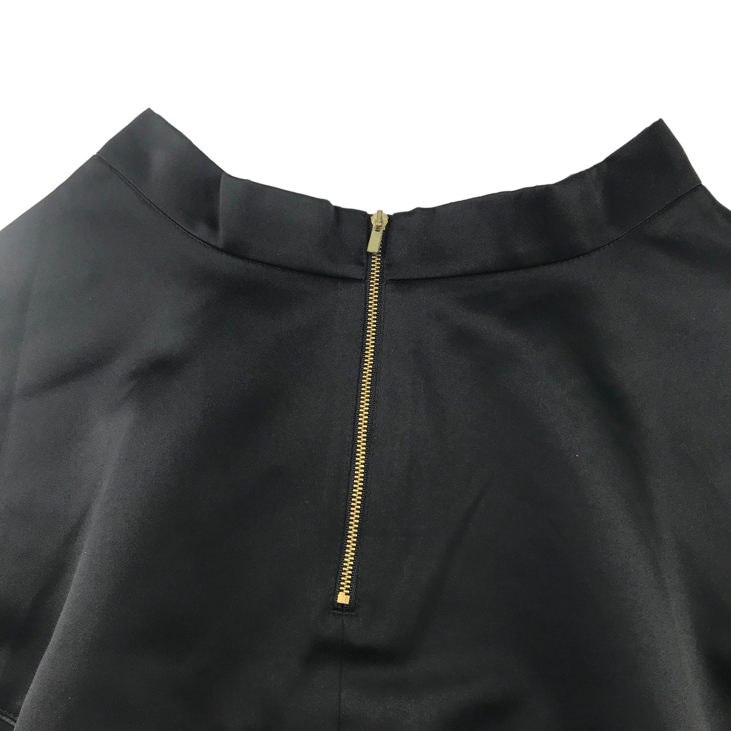 H&M Skirt Adult UK 12 Black Thin Waist band Layered Satiny Material