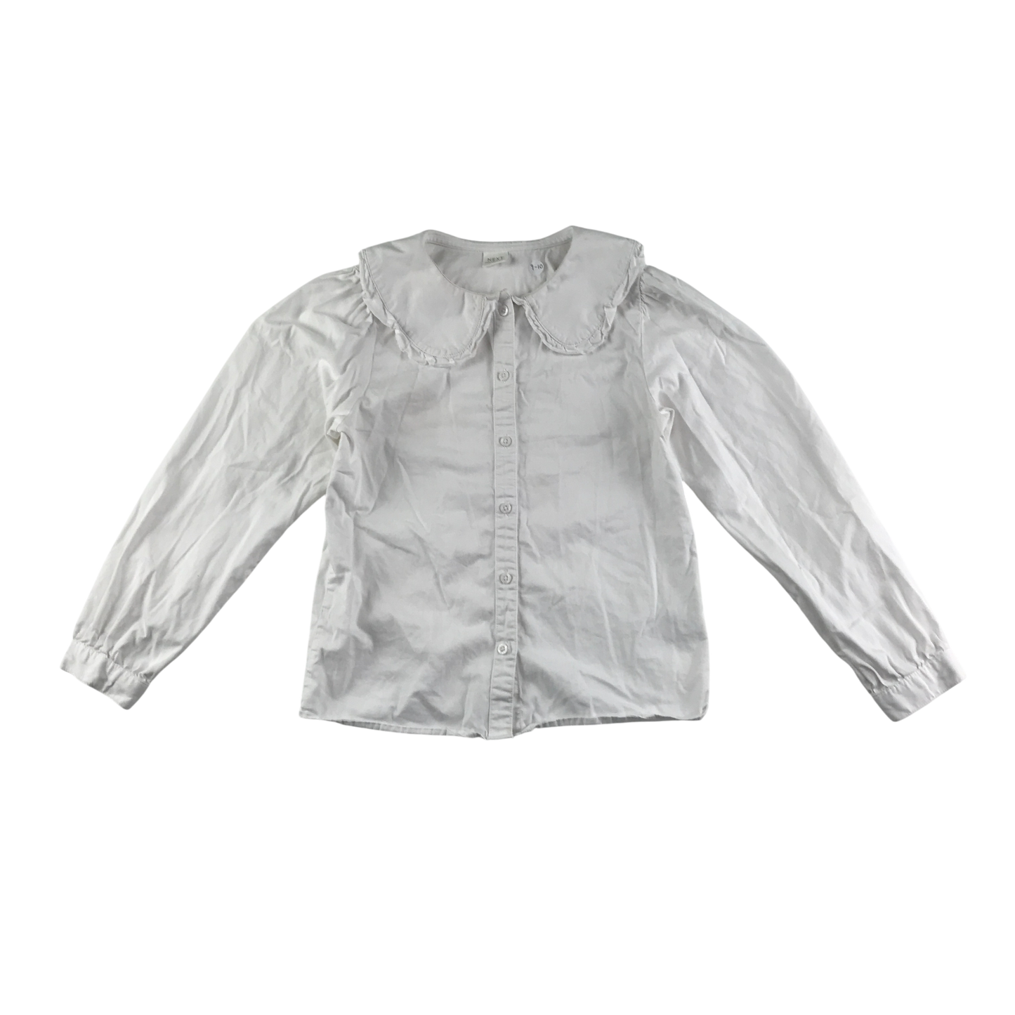 Next Shirt 9-10 Years White Frilled Collar Cotton