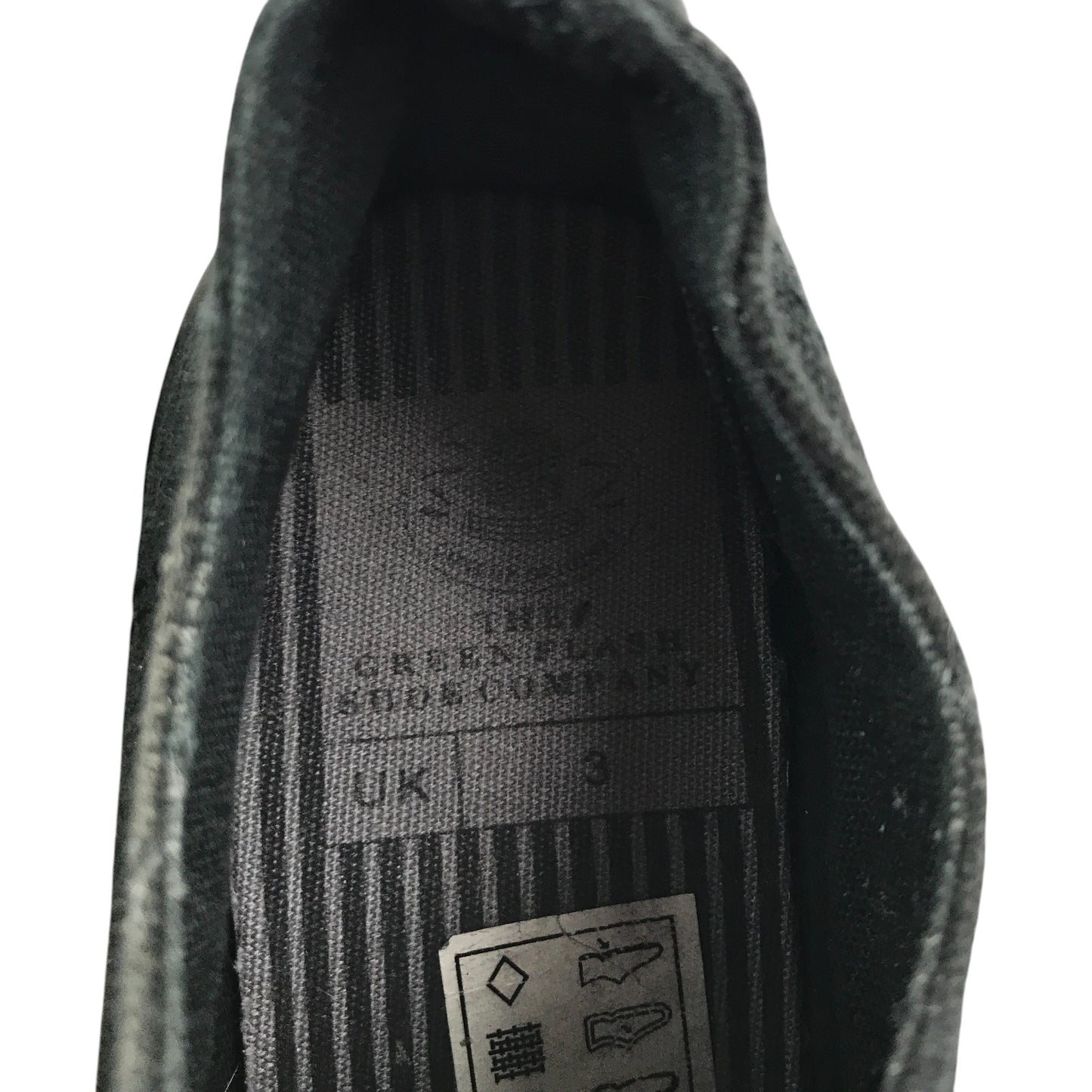 Dunlop trainers shoe size 3 black plimsol style flat canvas sneaker