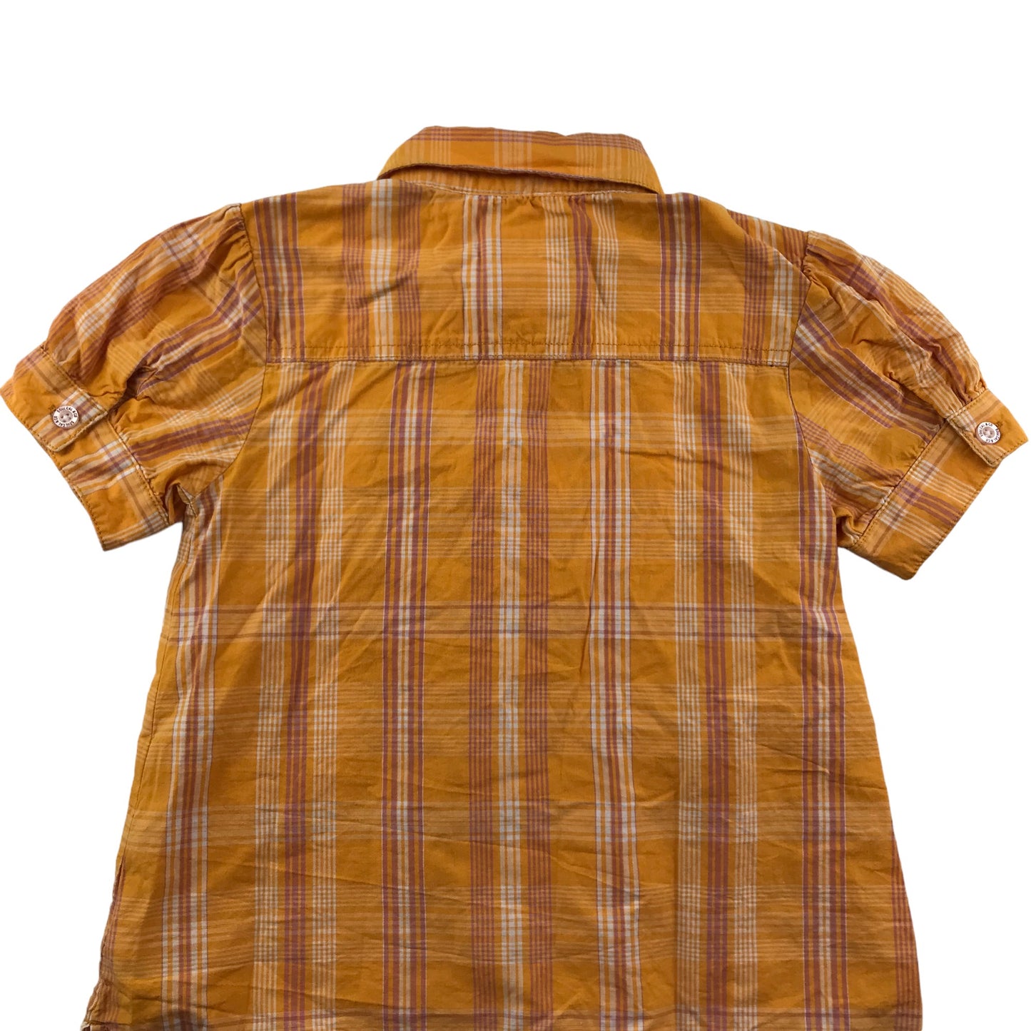 SoulCal Shirt Age 6 Orangey Yellow Checked Short Sleeve Blouse Cotton