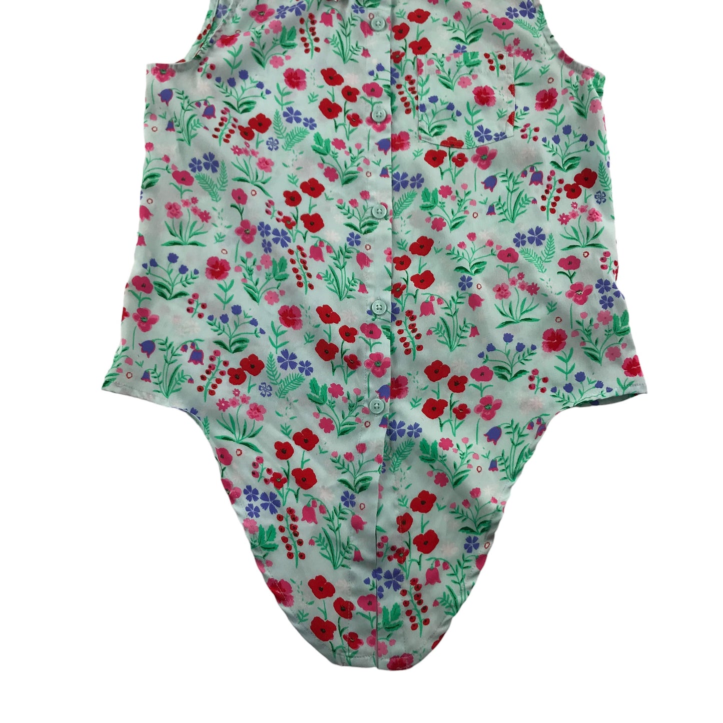 Bluezoo Top Age 11 Light Blue Floral Cropped Sleeveless Shirt Blouse