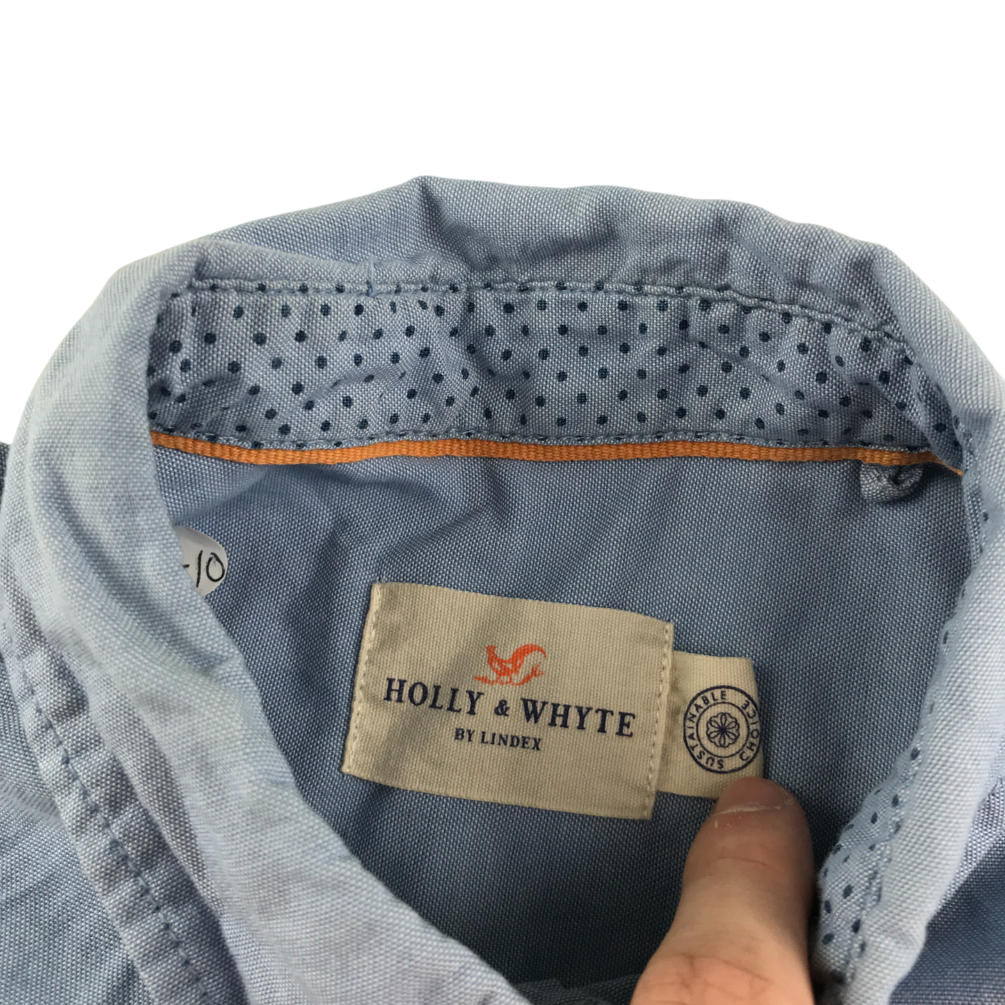 Holly & Whyte Shirt 9-10 Years Light Blue Button Up Cotton