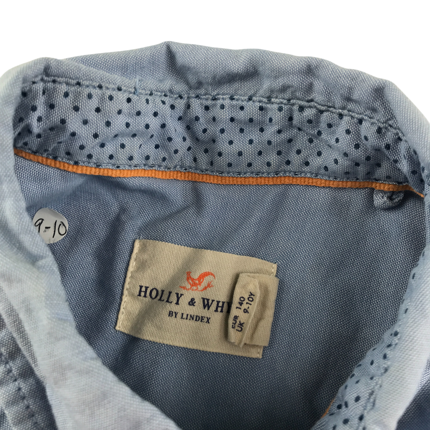 Holly & Whyte Shirt 9-10 Years Light Blue Button Up Cotton