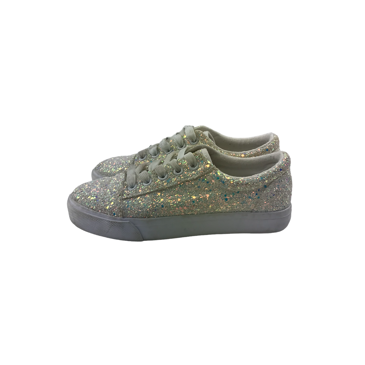 Matalan Trainers Size 1 White Glittery Laced