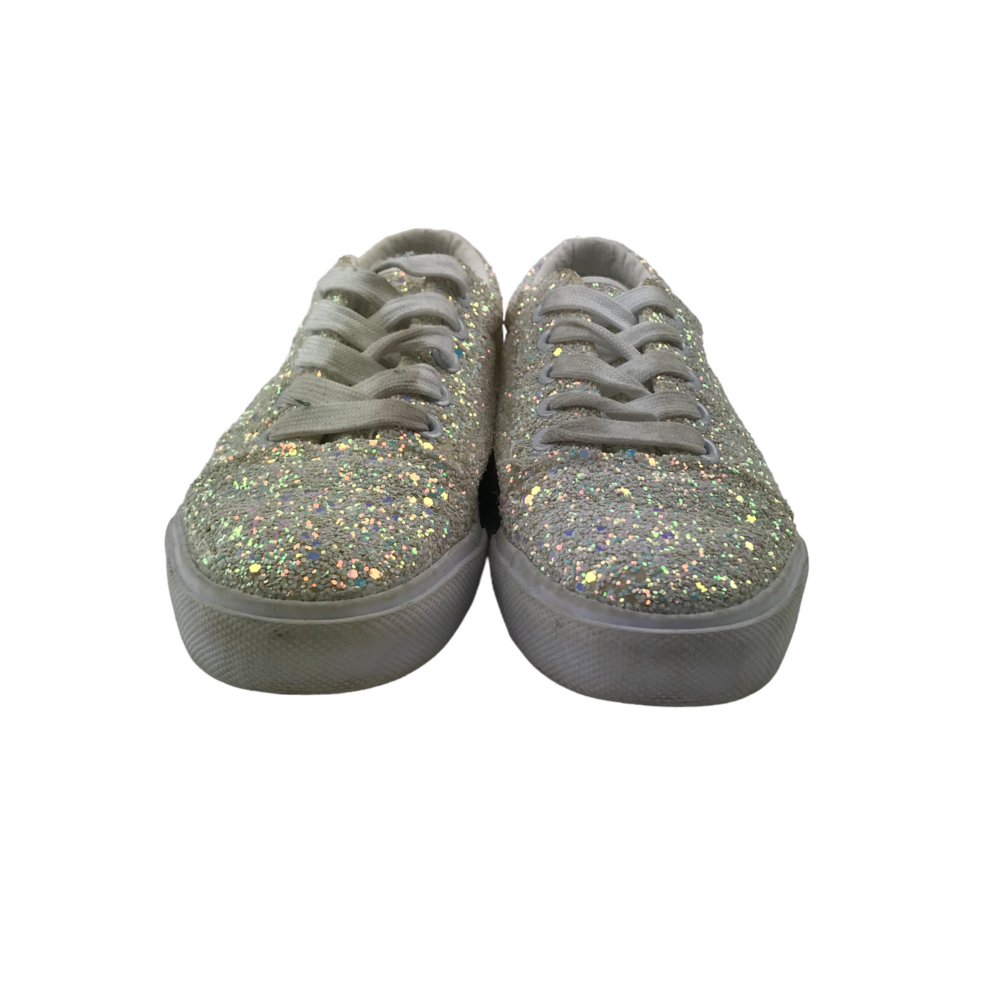 Matalan Trainers Size 1 White Glittery Laced
