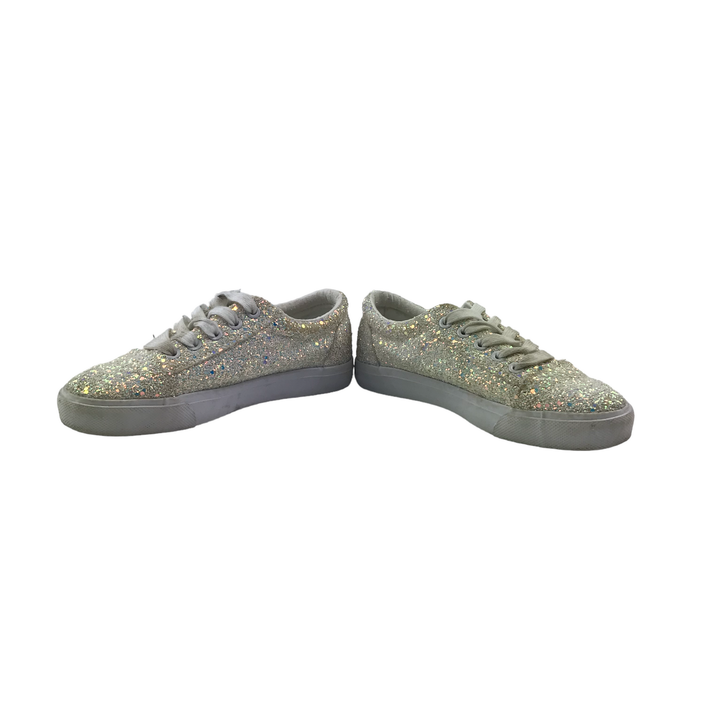 Matalan Trainers Size 1 White Glittery Laced