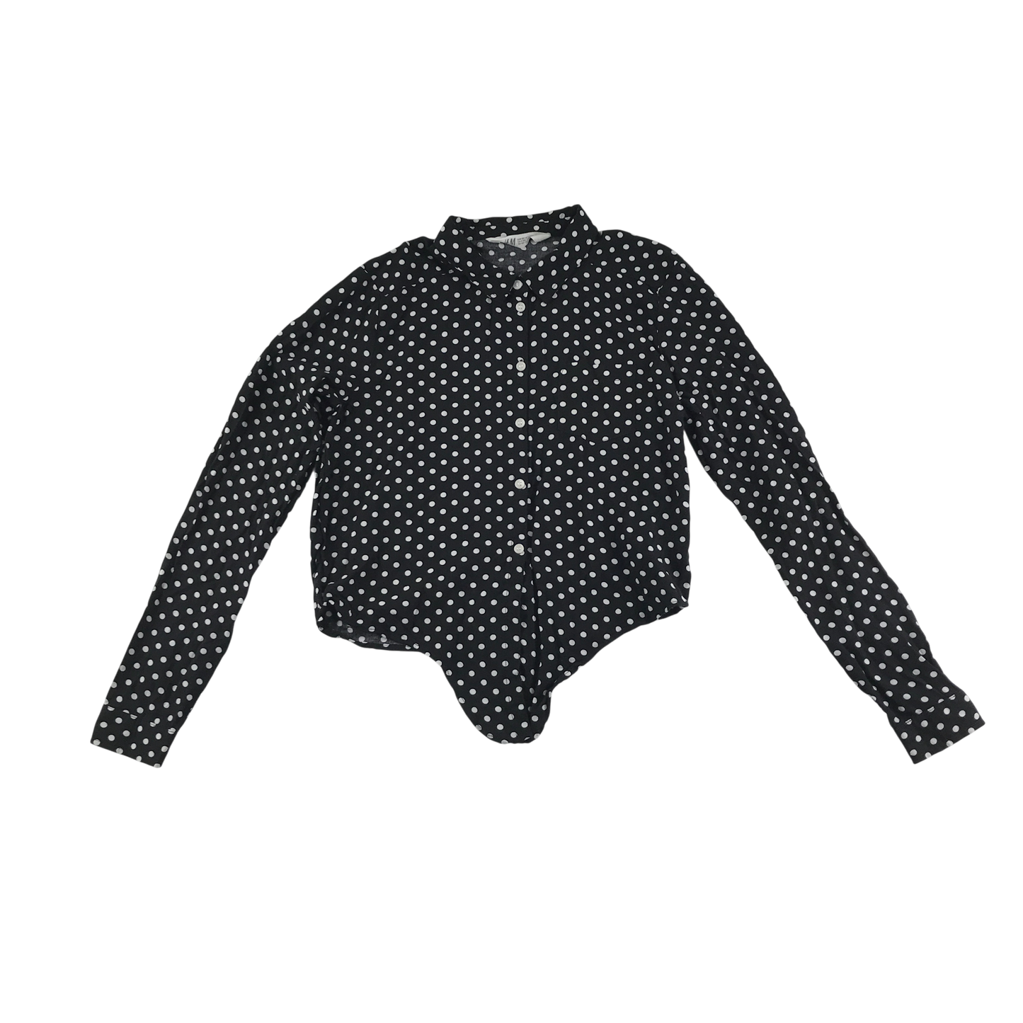 H&M Shirt 11-12 Years Black Polka Dot
