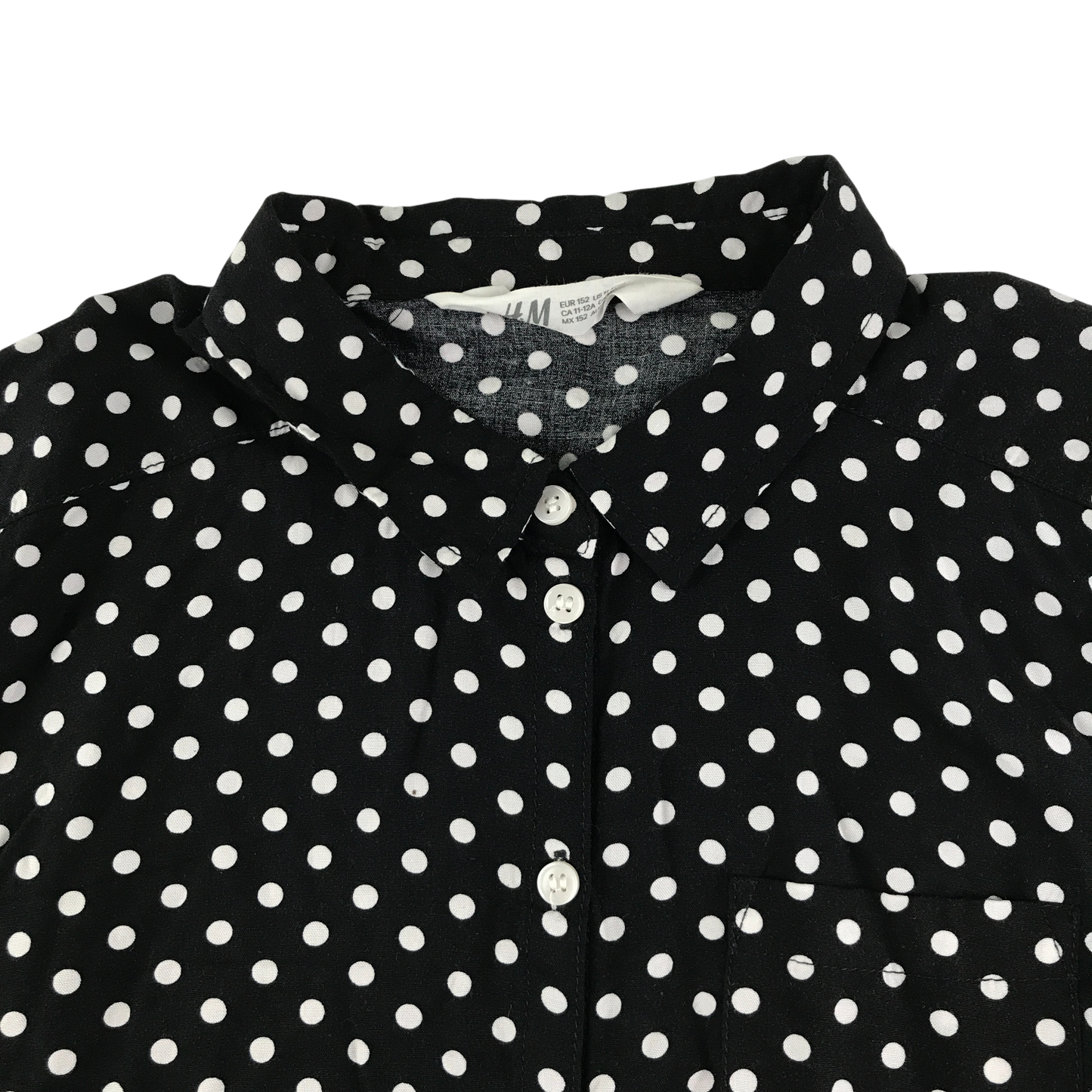 H&M Shirt 11-12 Years Black Polka Dot