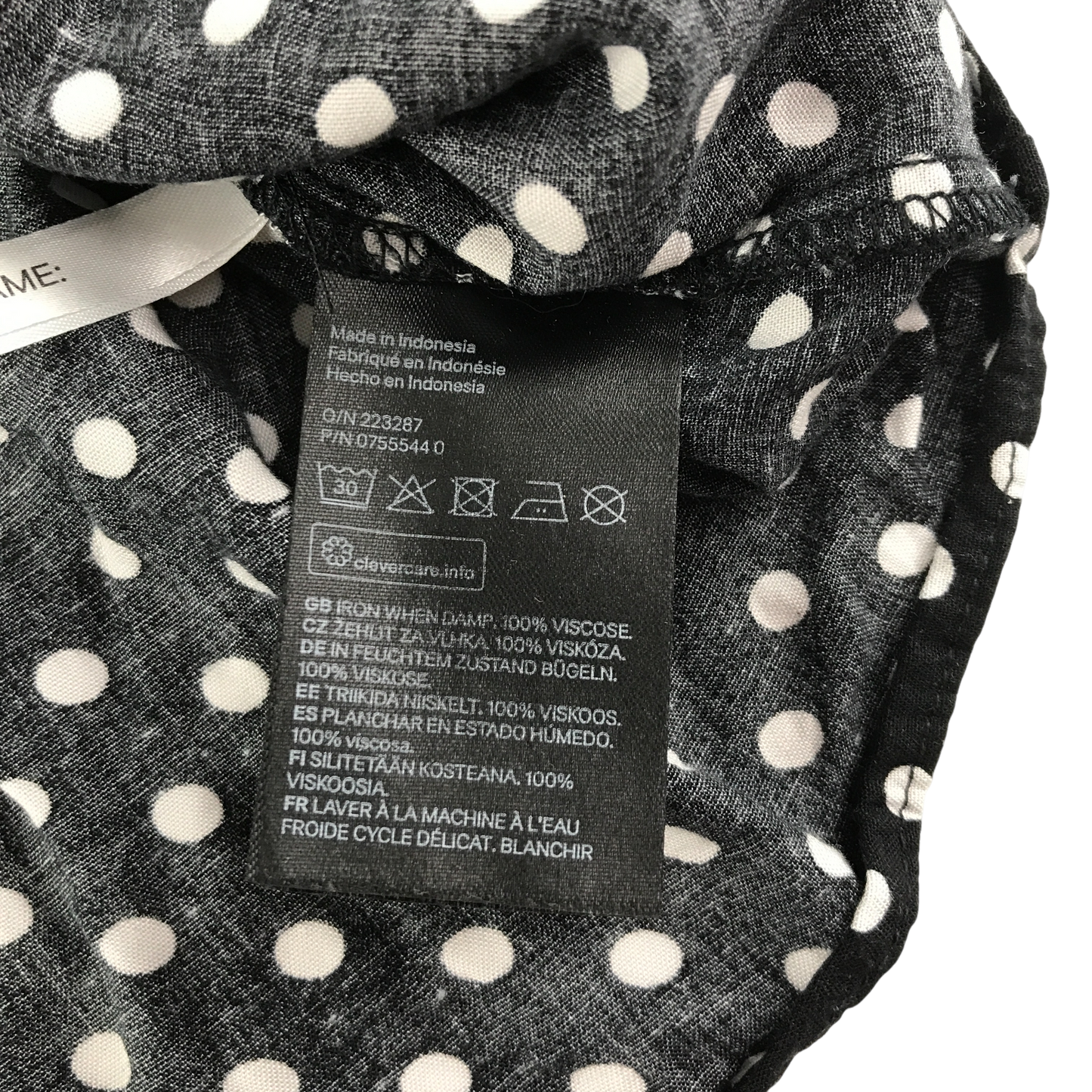 H&M Shirt 11-12 Years Black Polka Dot