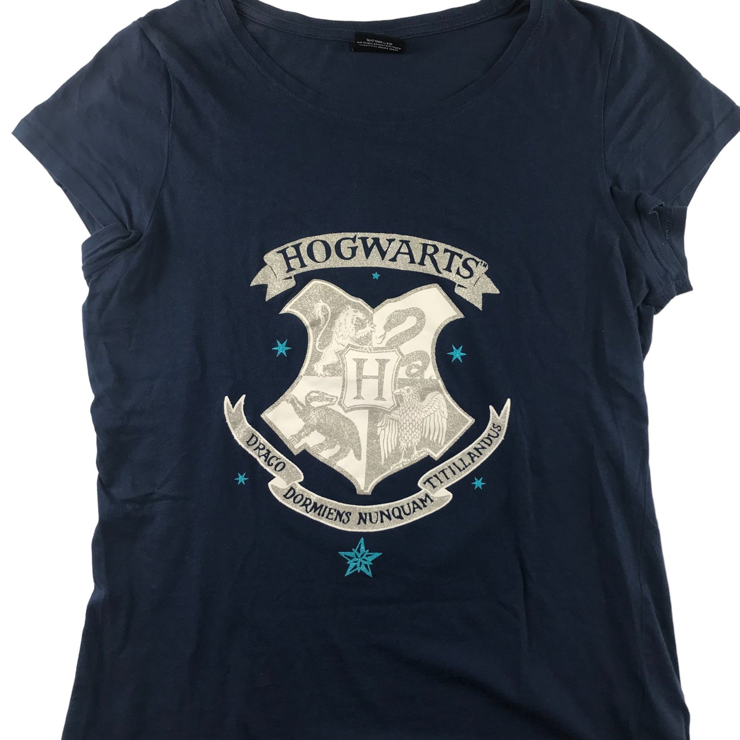 F&F T-Shirt Women's Size 8-10 Navy Harry Potter Hogwarts Graphic Cotton