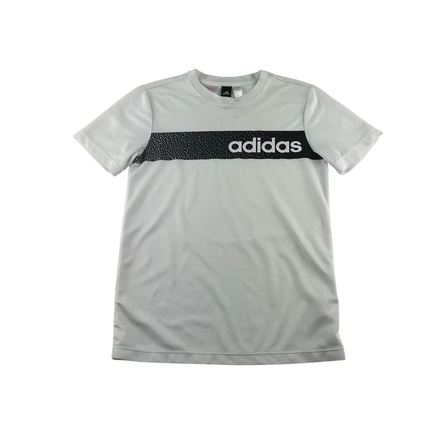 Adidas sports top 11-12 years white with black stripe and logo