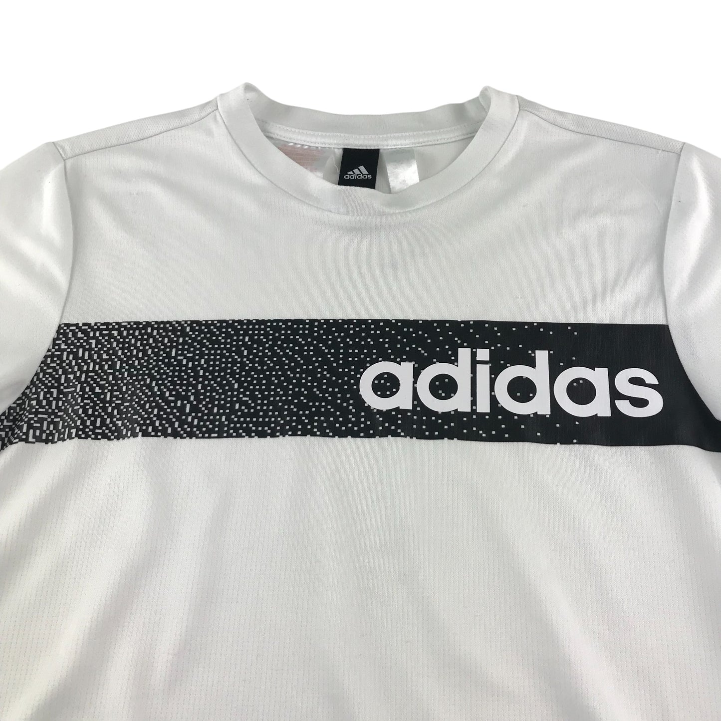 Adidas sports top 11-12 years white with black stripe and logo
