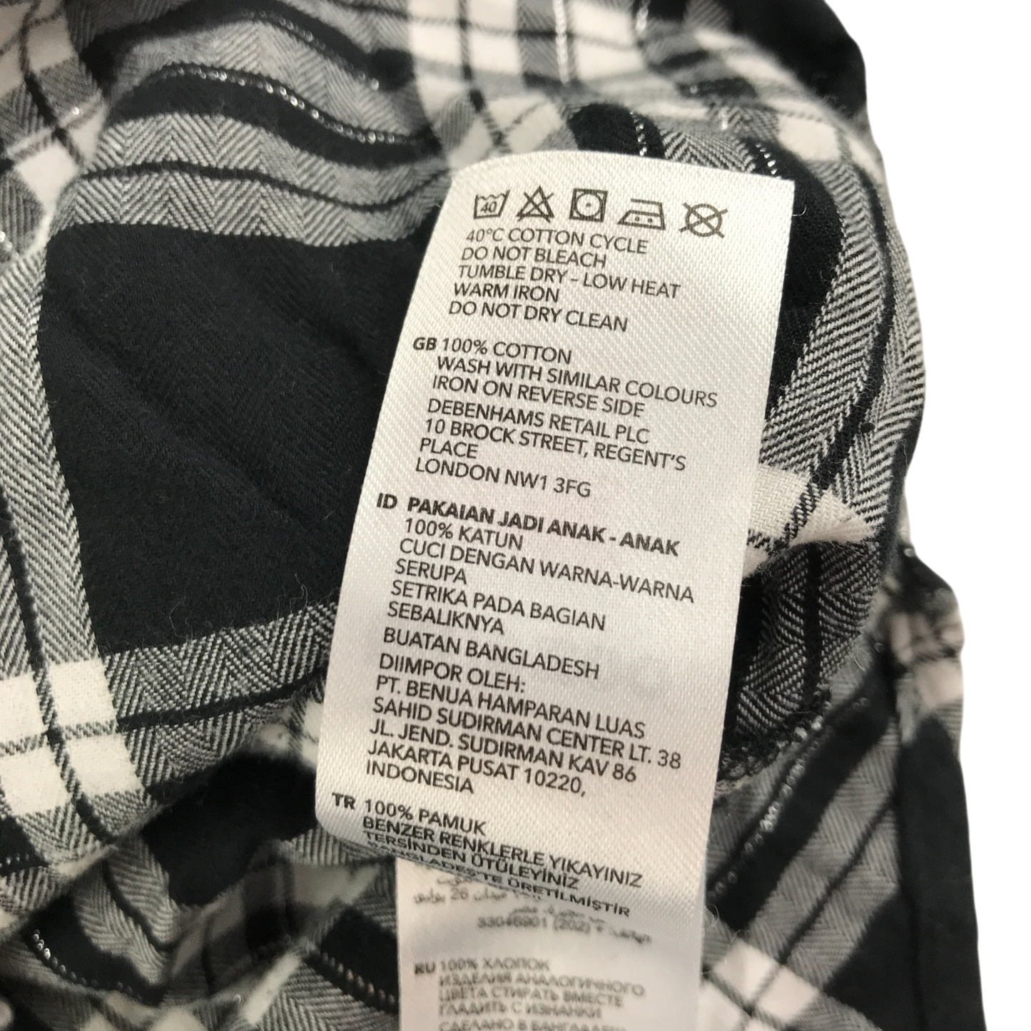Debenhams Bluezoo Shirt 12-13 Years Black Check Cotton
