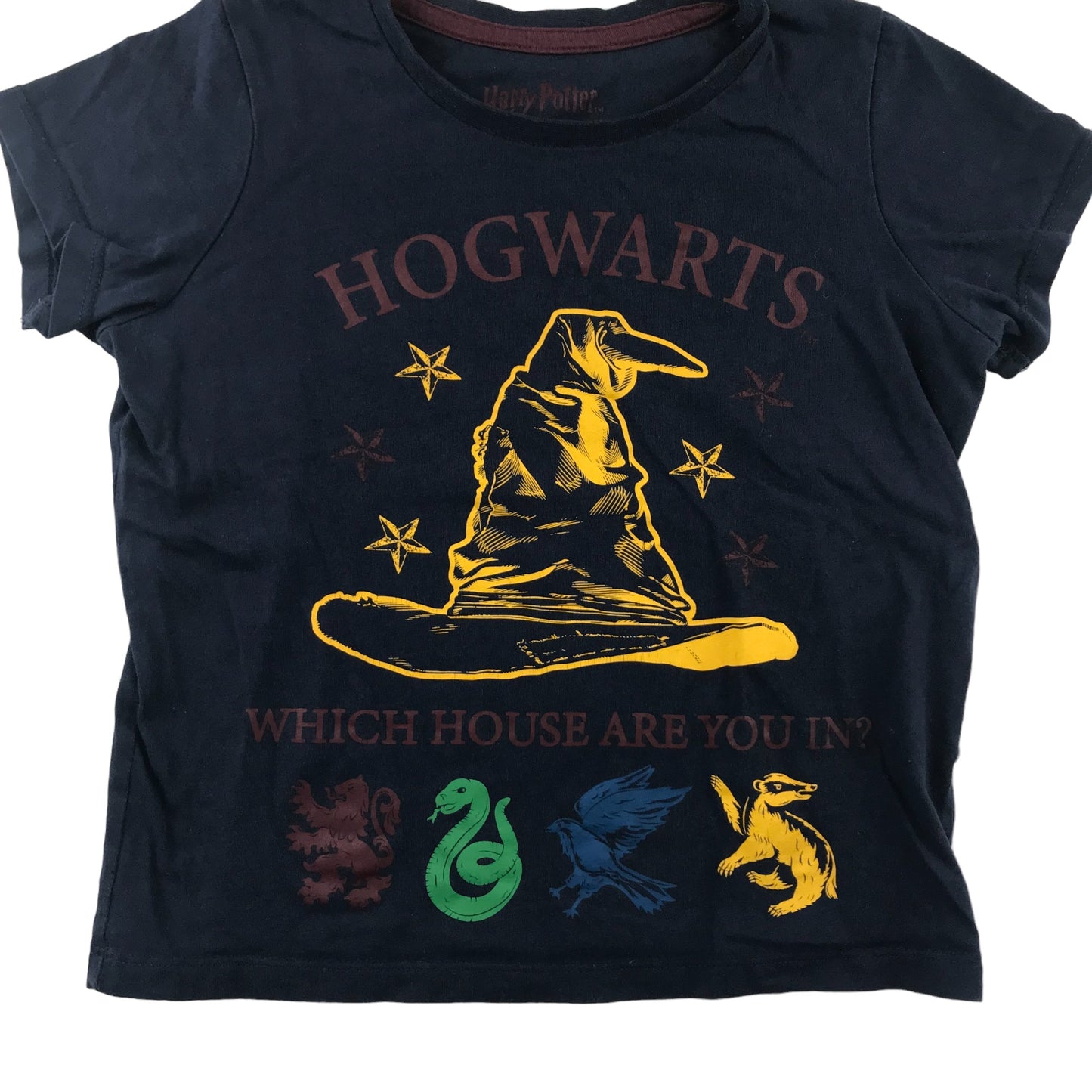 Character T-Shirt 5-6 Years Navy Harry Potter The Sorting Hat Graphic Cotton